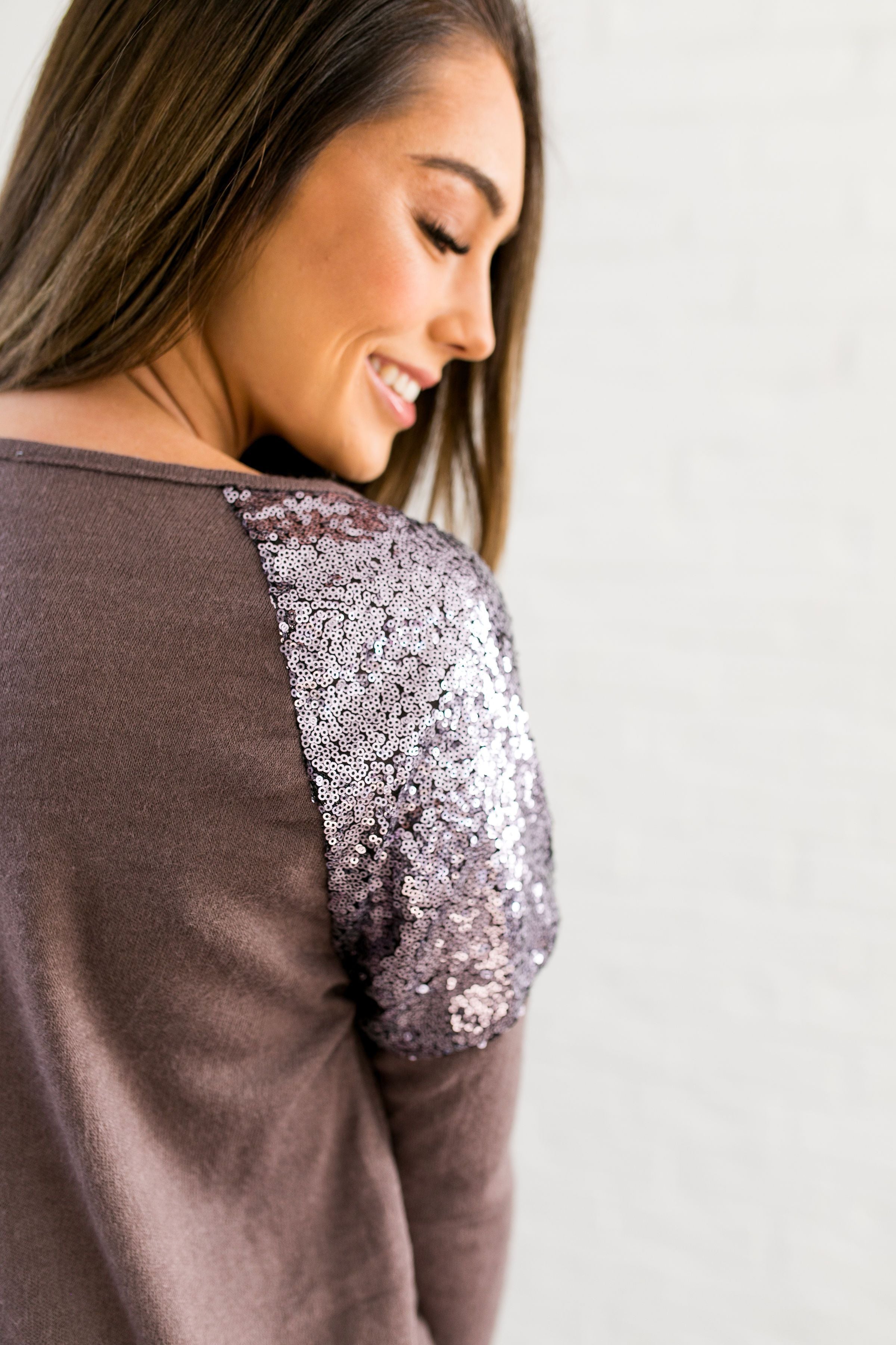 Sequin Spangled Shoulders Top