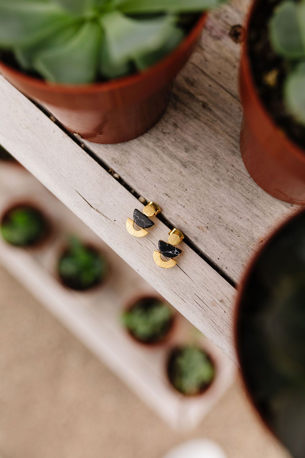 Shape Up Black & Gold Earrings