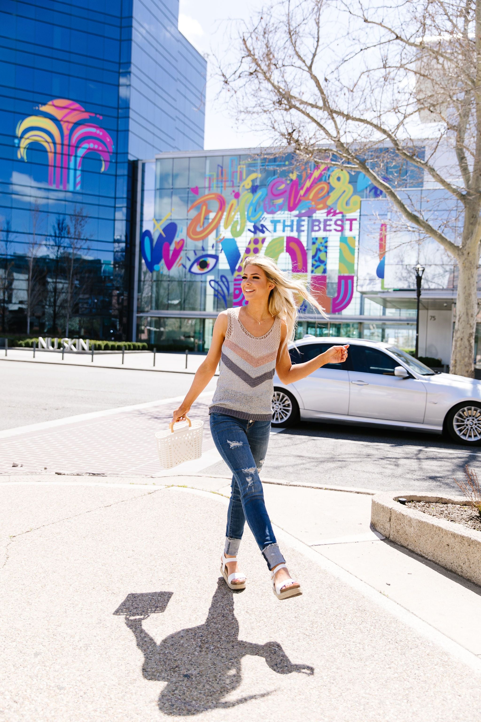 Sheer Chevron Sweater Tank