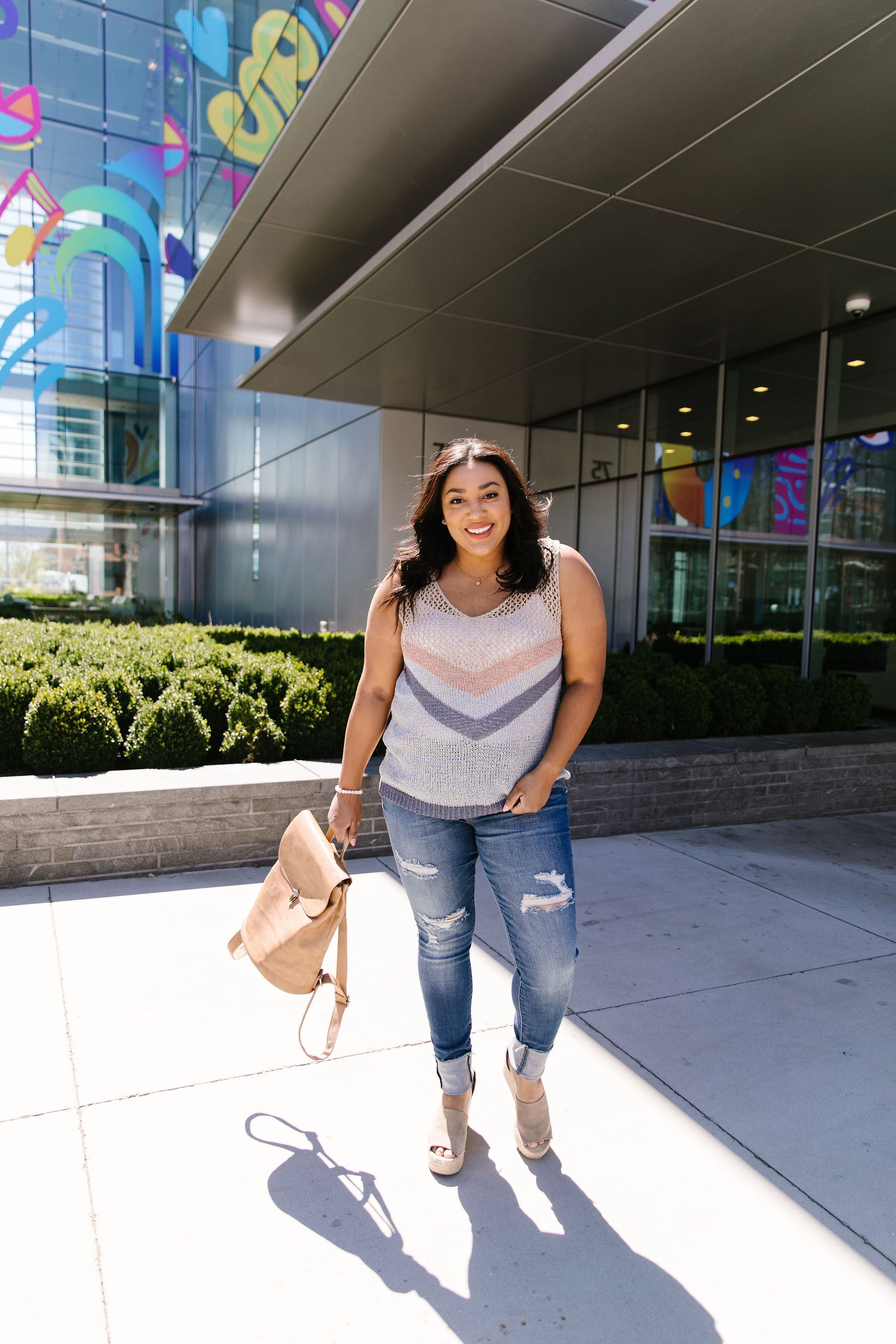 Sheer Chevron Sweater Tank