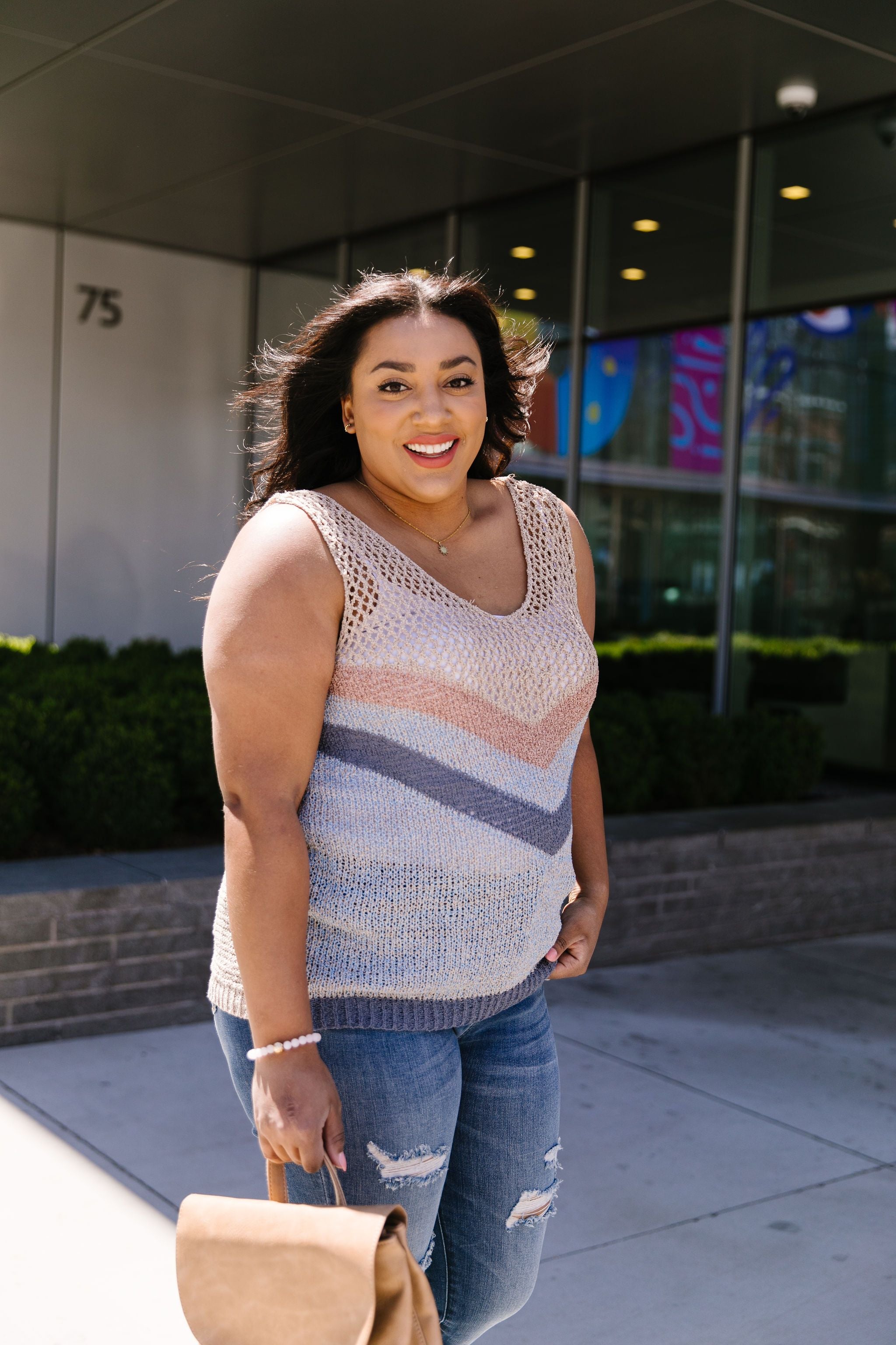 Sheer Chevron Sweater Tank