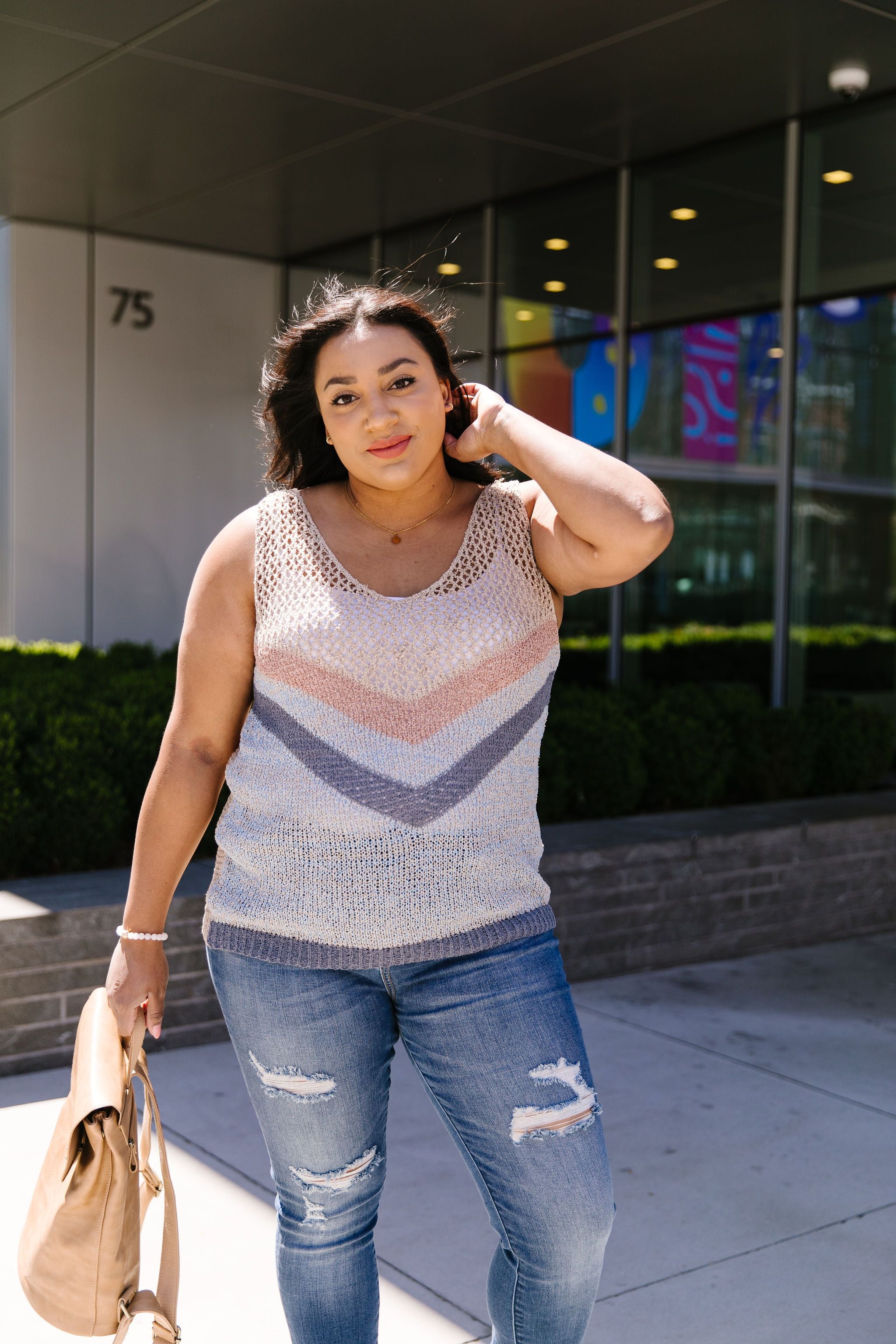 Sheer Chevron Sweater Tank