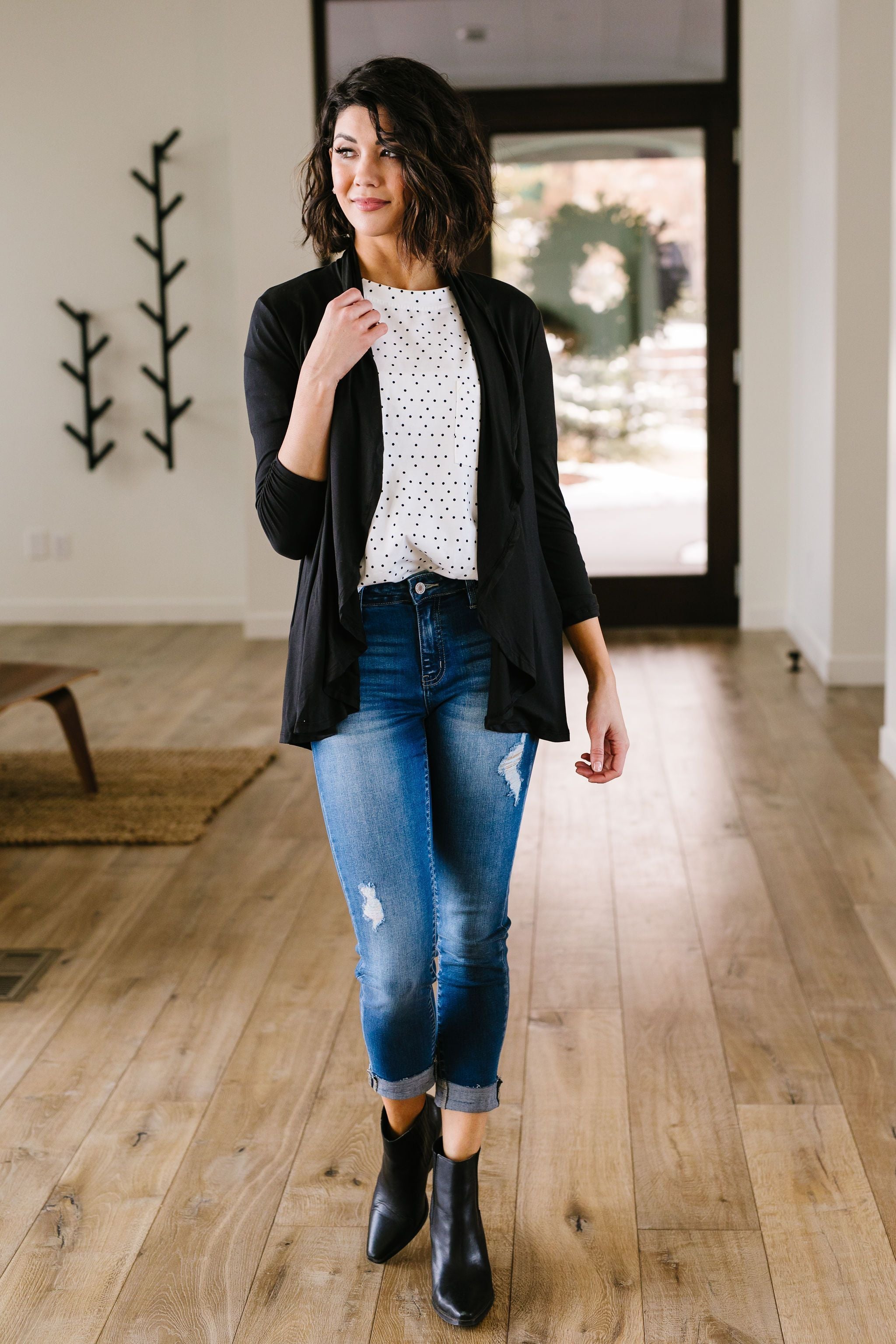 Shirred Sleeve Cardigan