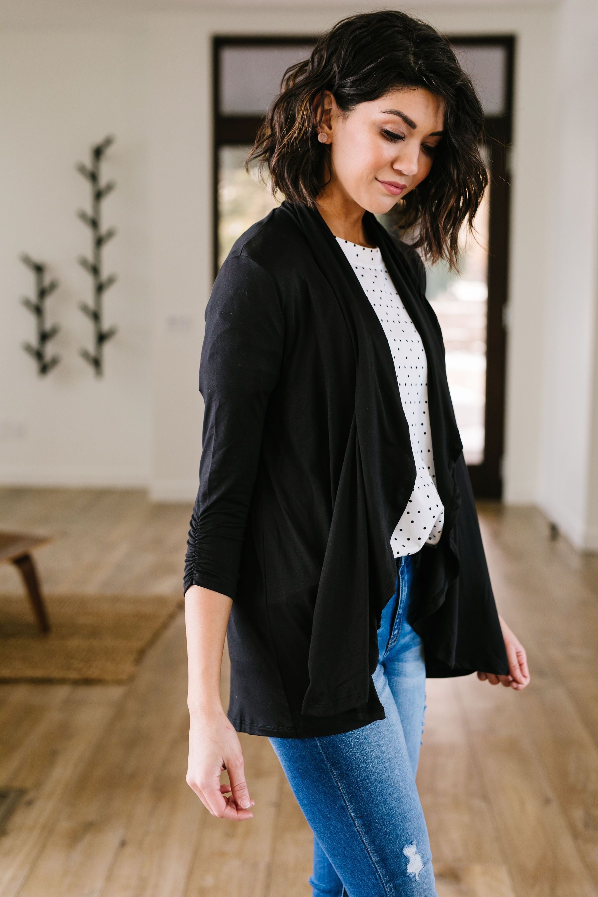 Shirred Sleeve Cardigan