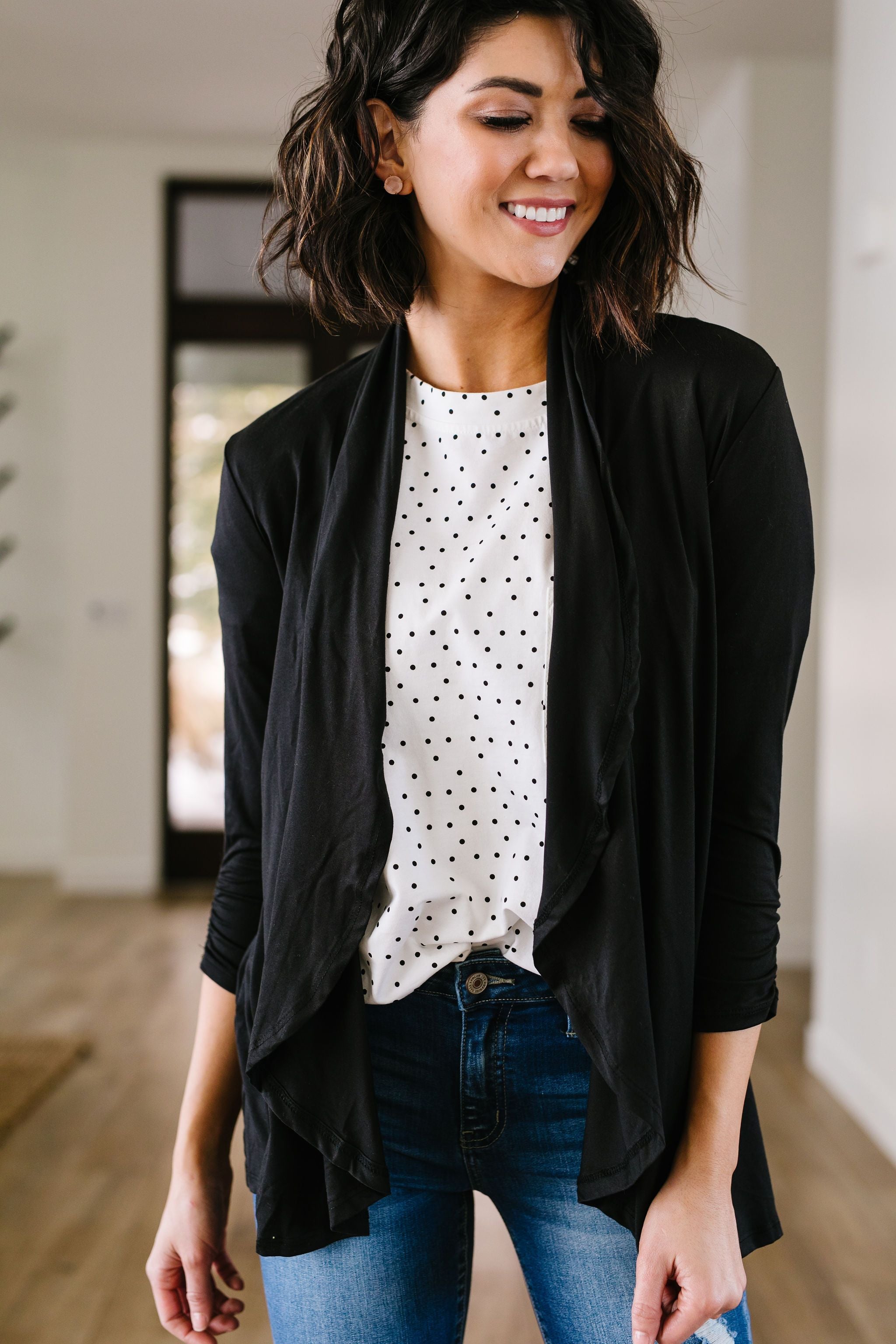 Shirred Sleeve Cardigan