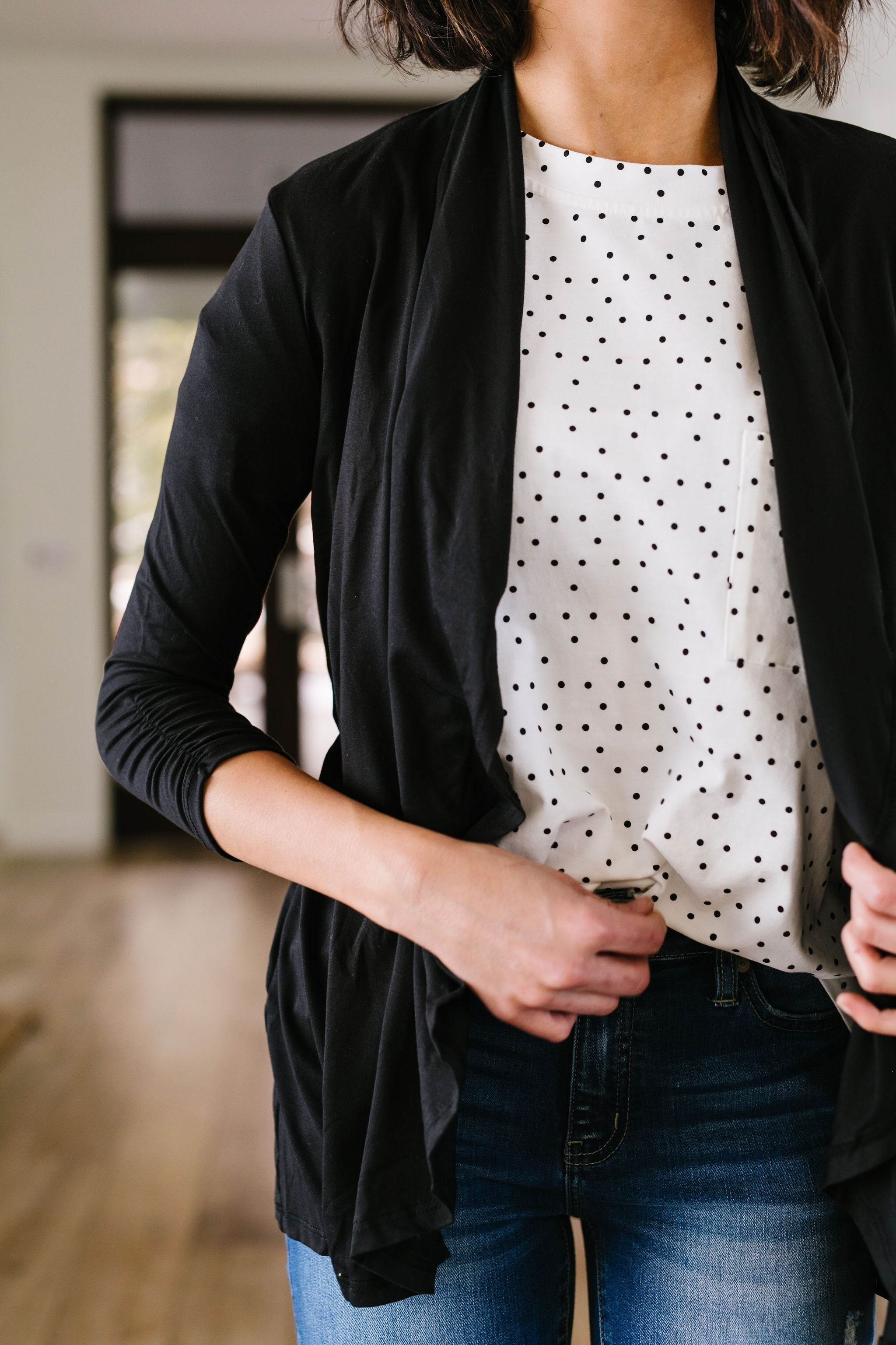 Shirred Sleeve Cardigan