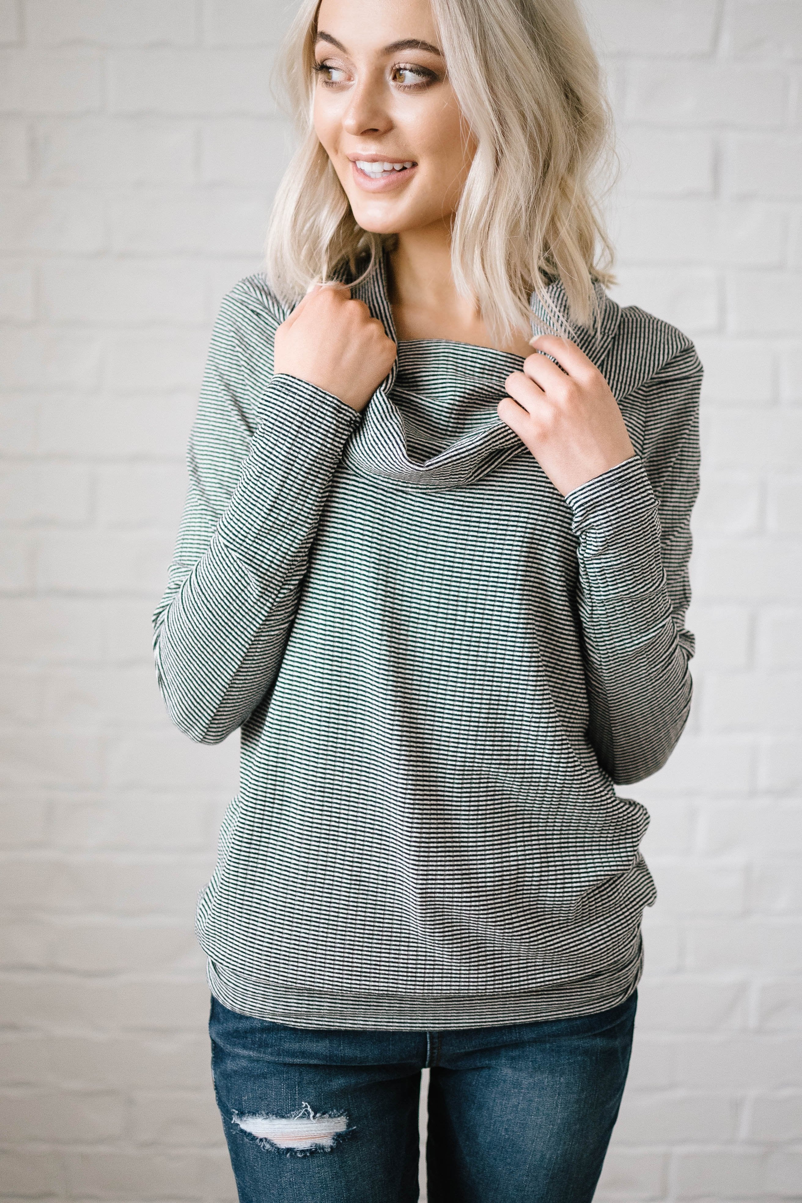 Shoulders and Stripes Top in White and Black