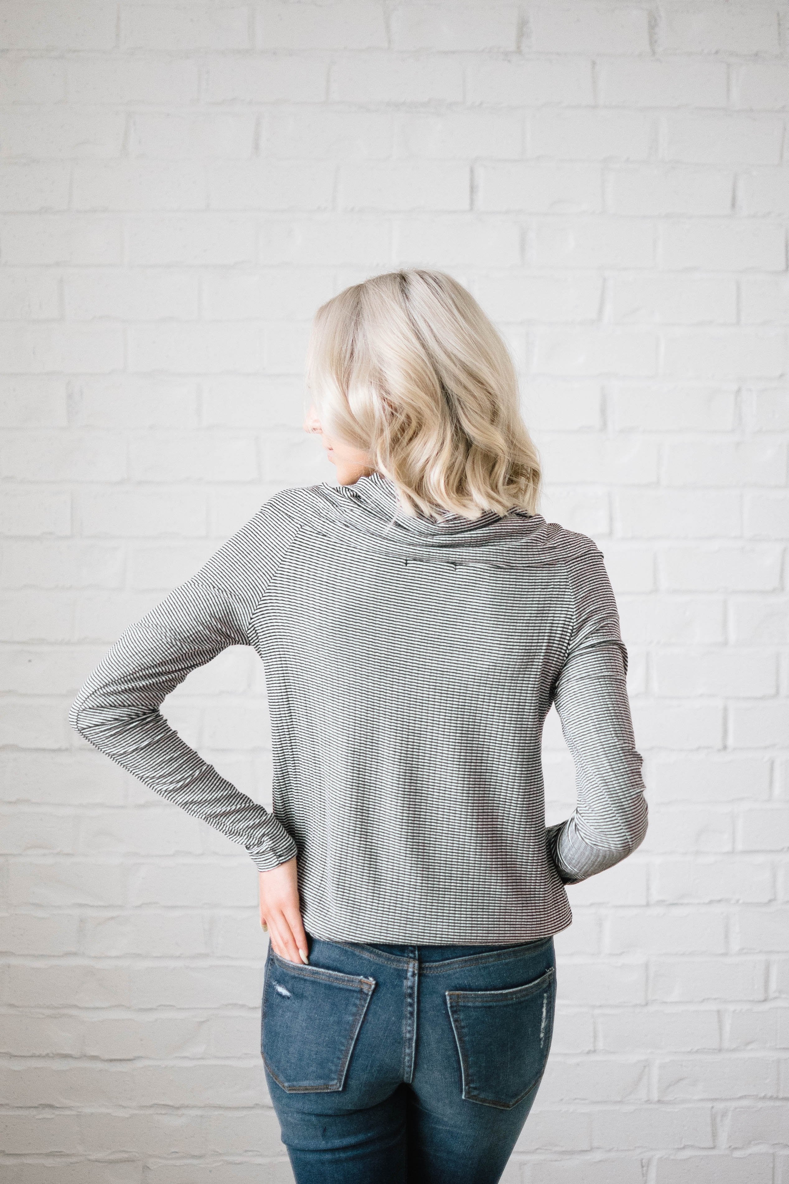 Shoulders and Stripes Top in White and Black