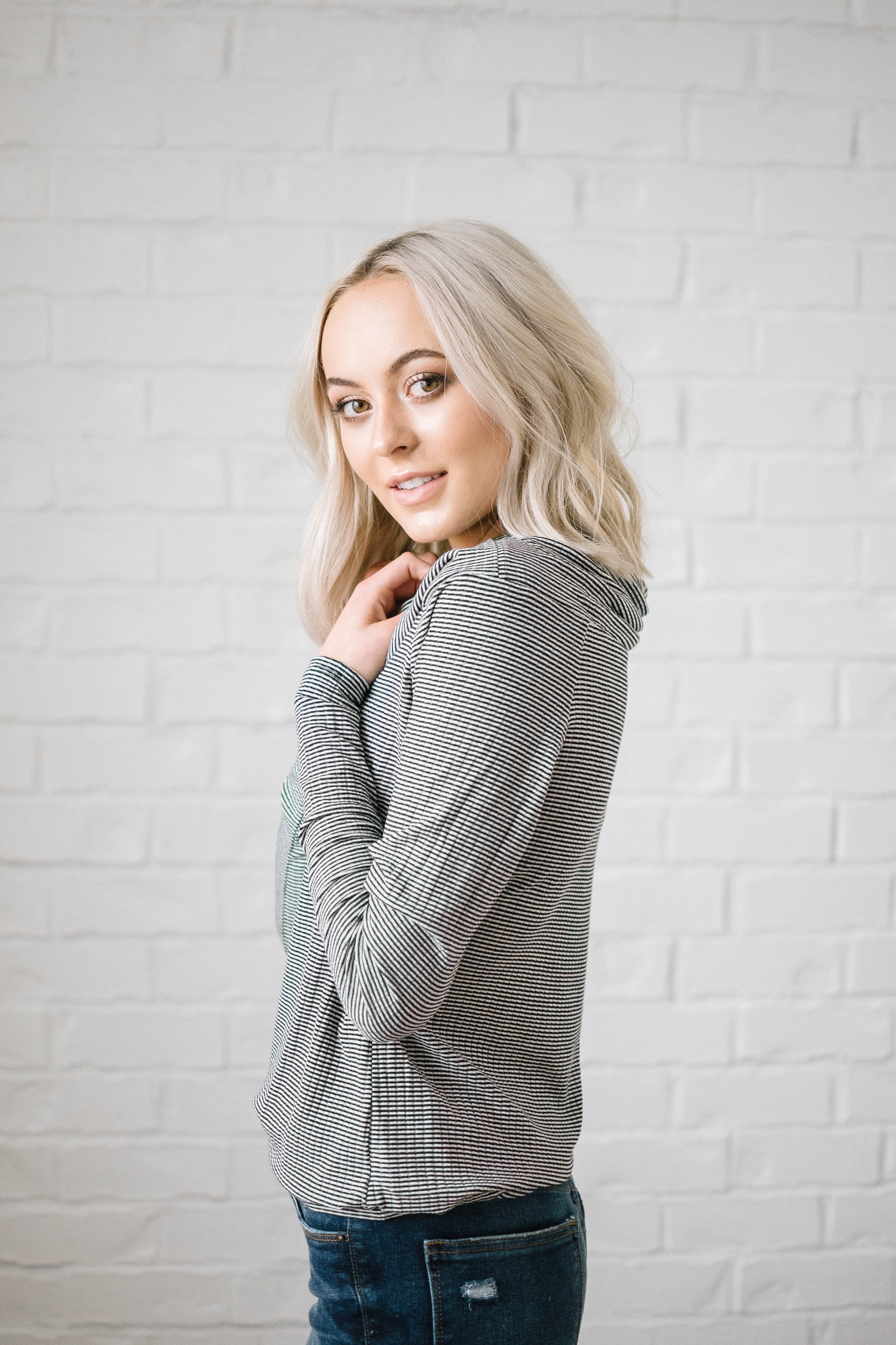 Shoulders and Stripes Top in White and Black