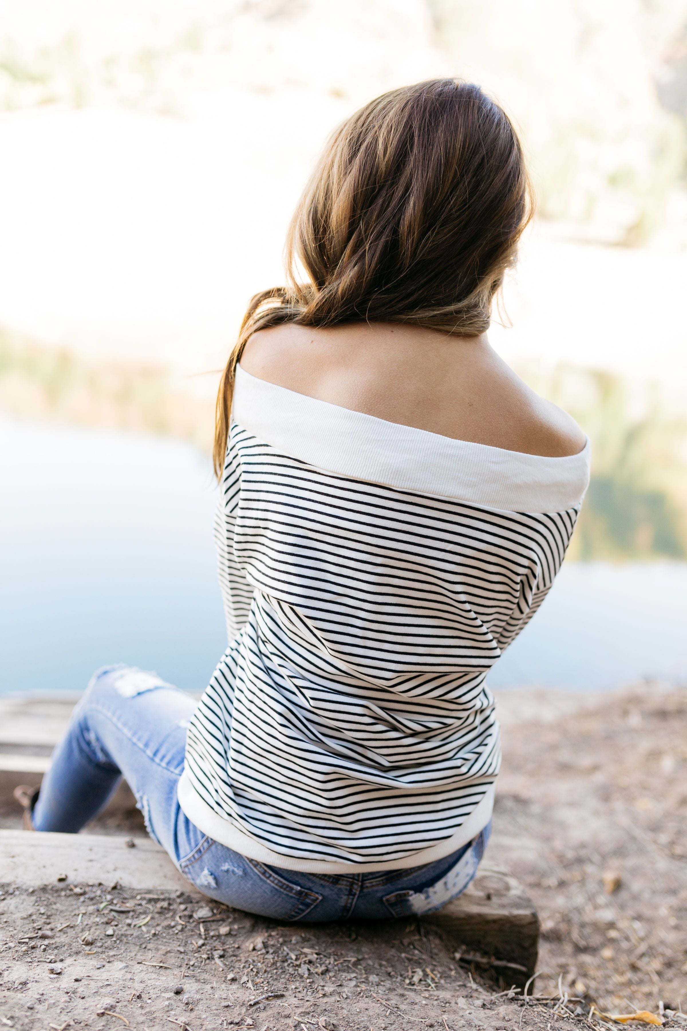 Shrug It Off Striped Sweatshirt