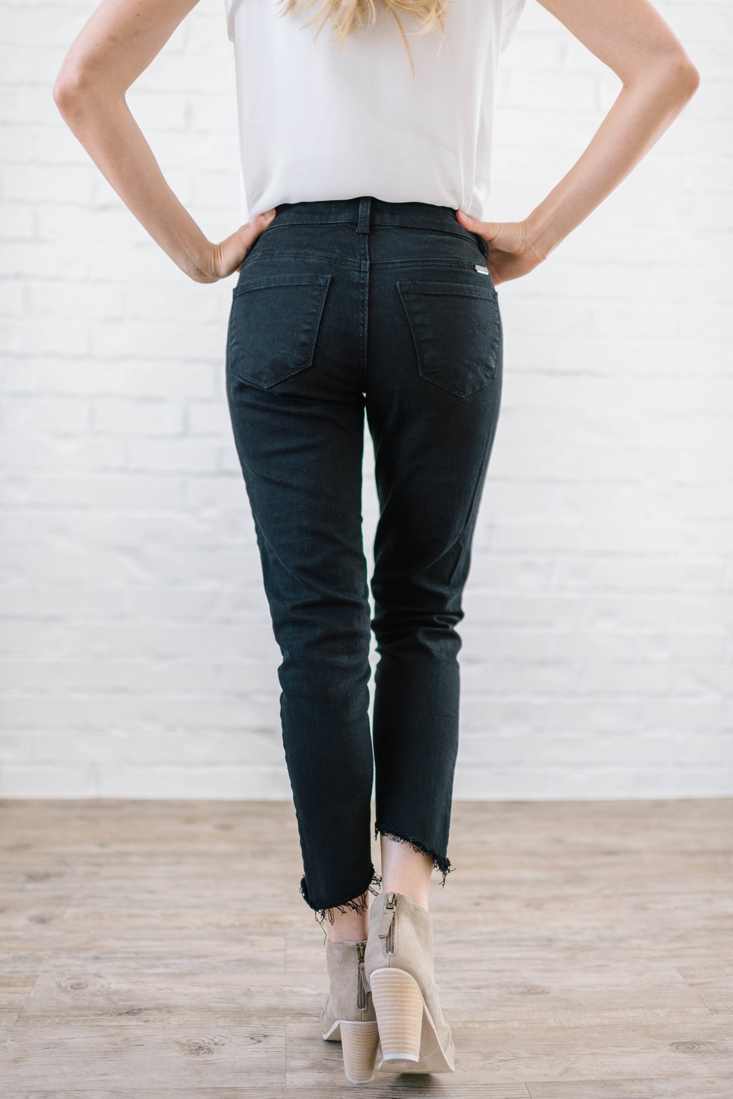 Slanted Skinny Jeans in Black