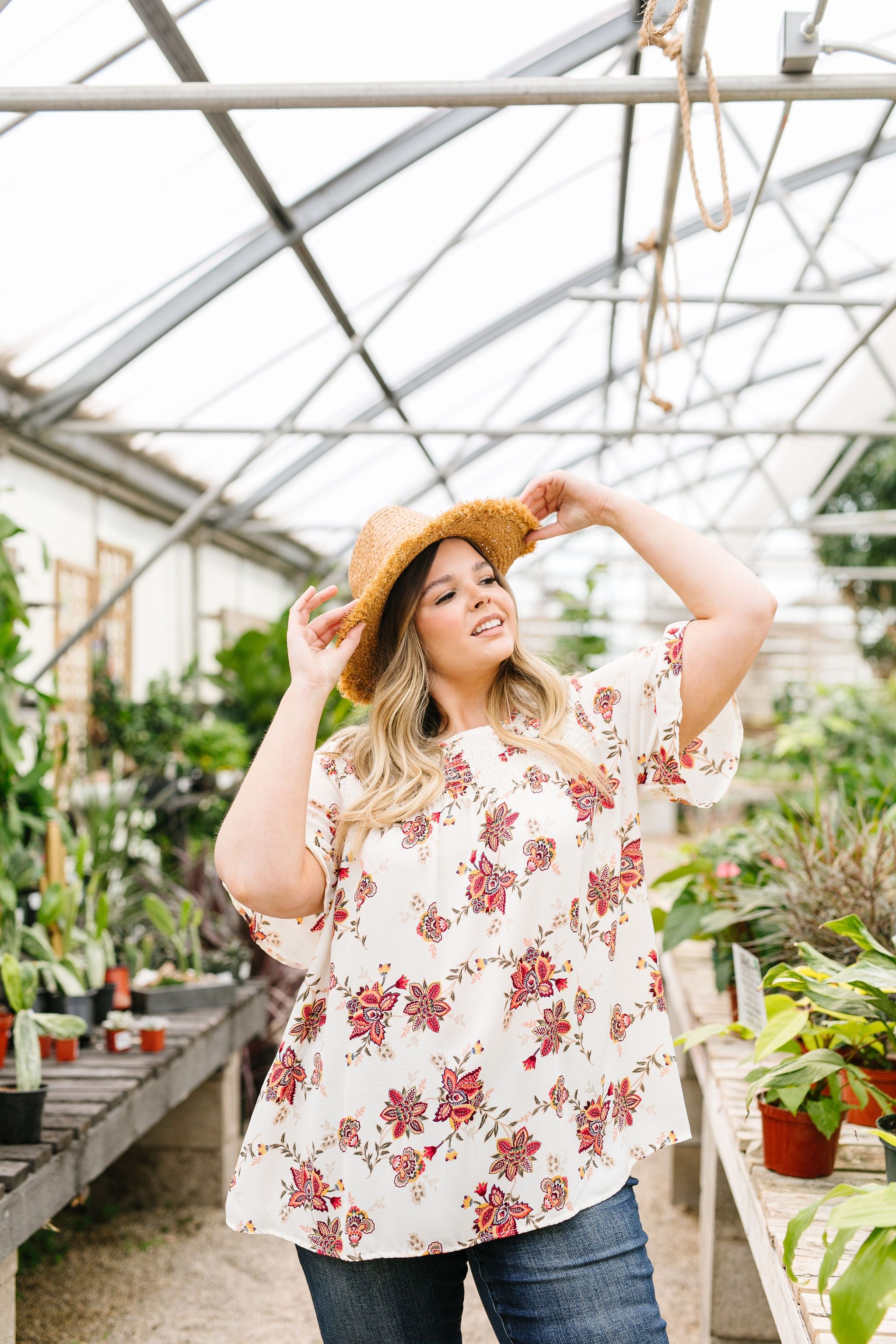 Smocked Floral Top