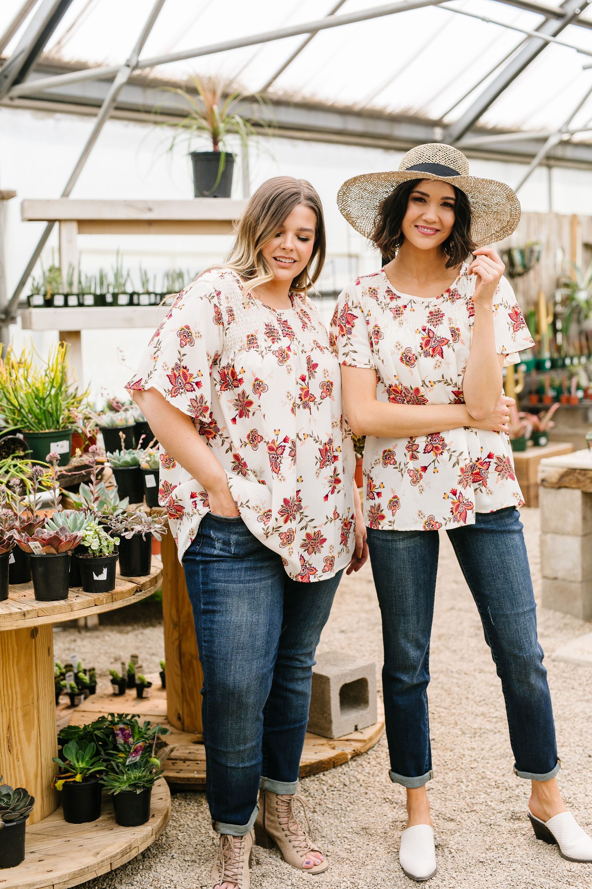 Smocked Floral Top