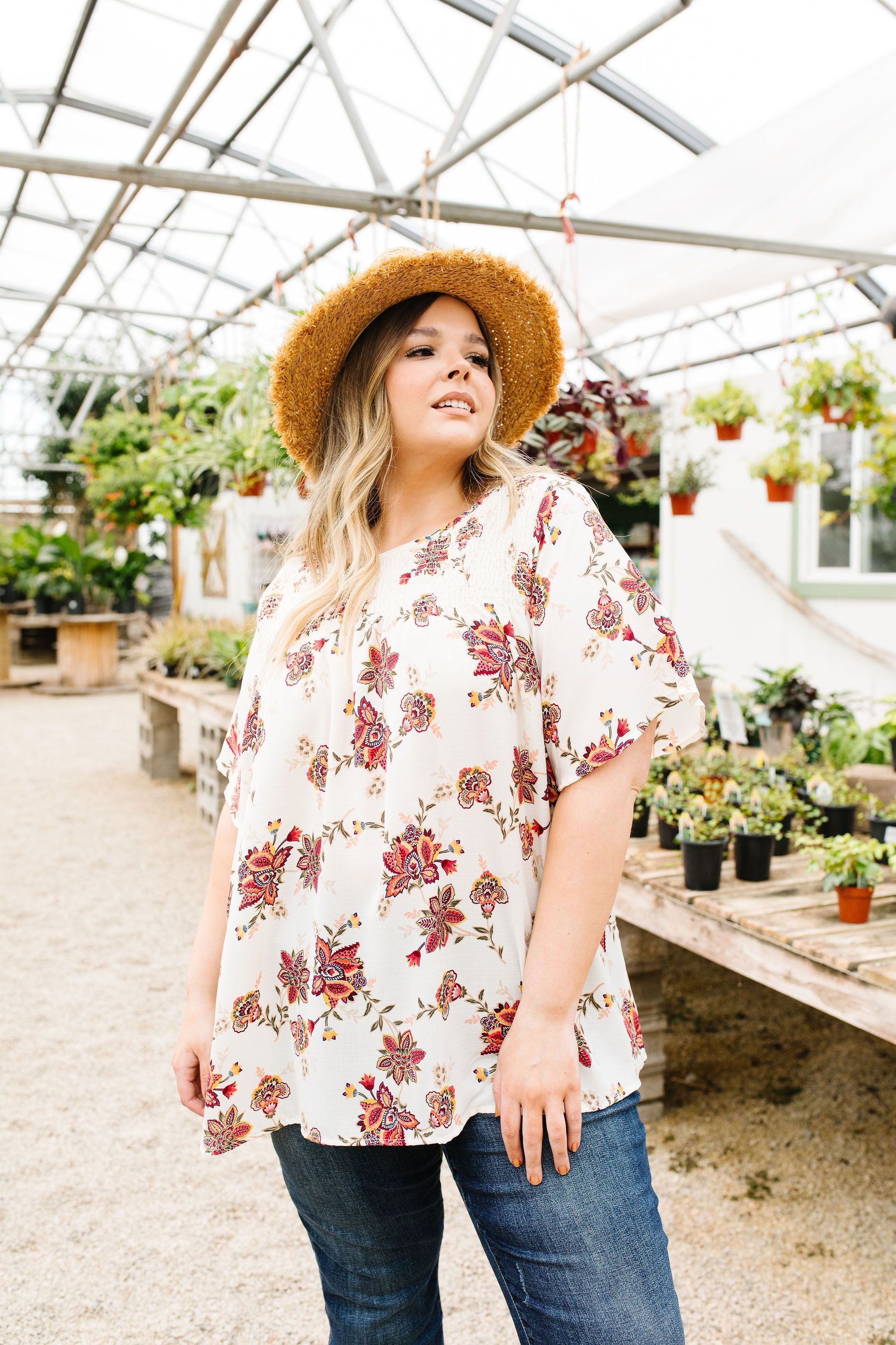 Smocked Floral Top