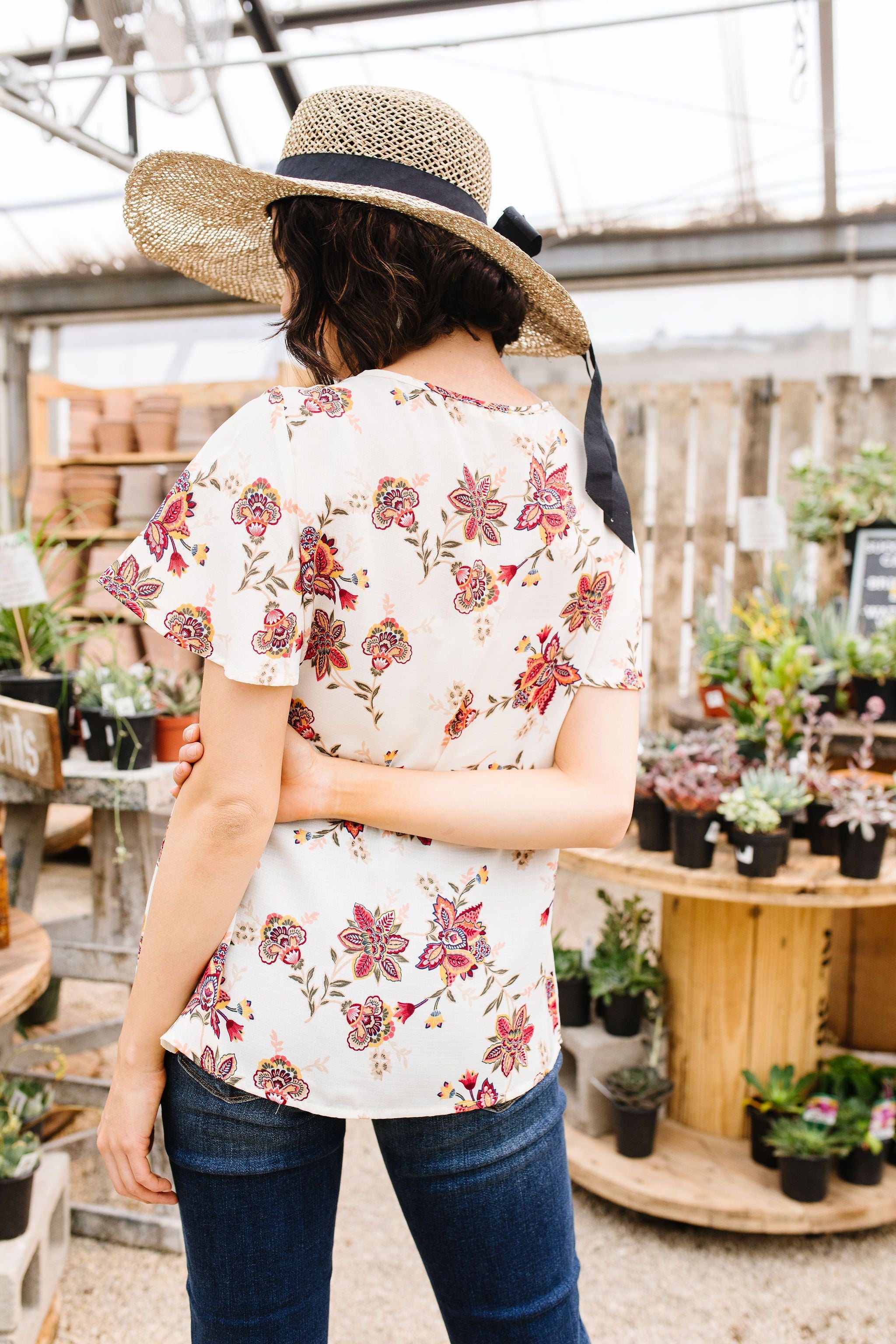 Smocked Floral Top