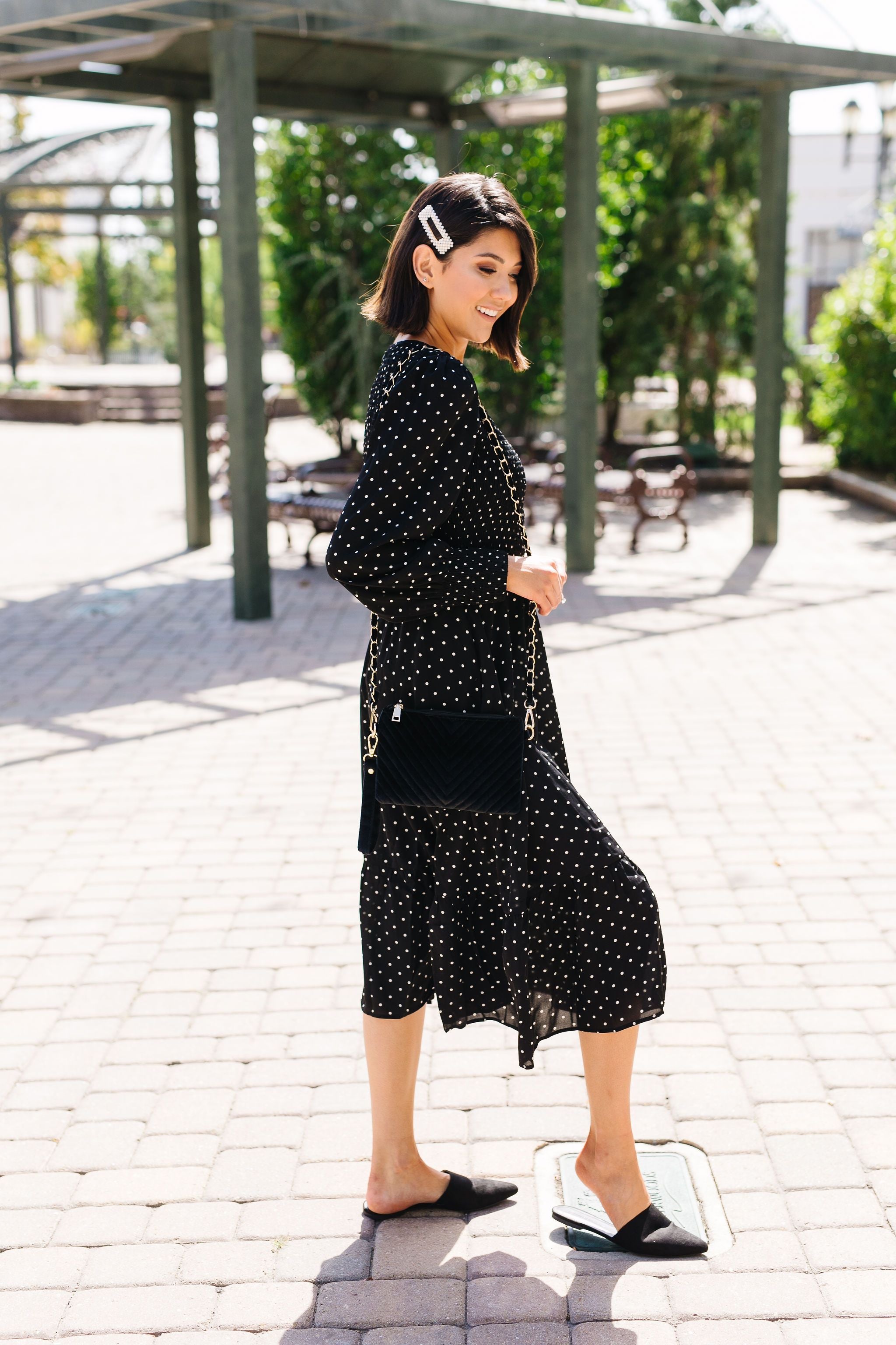 Smocked Polka Dot Midi Dress