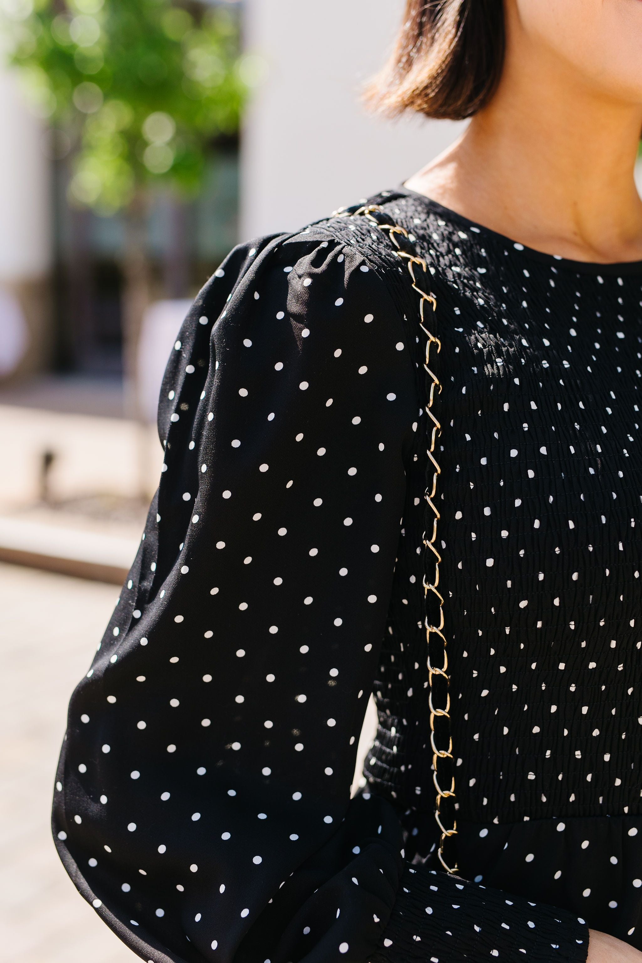 Smocked Polka Dot Midi Dress