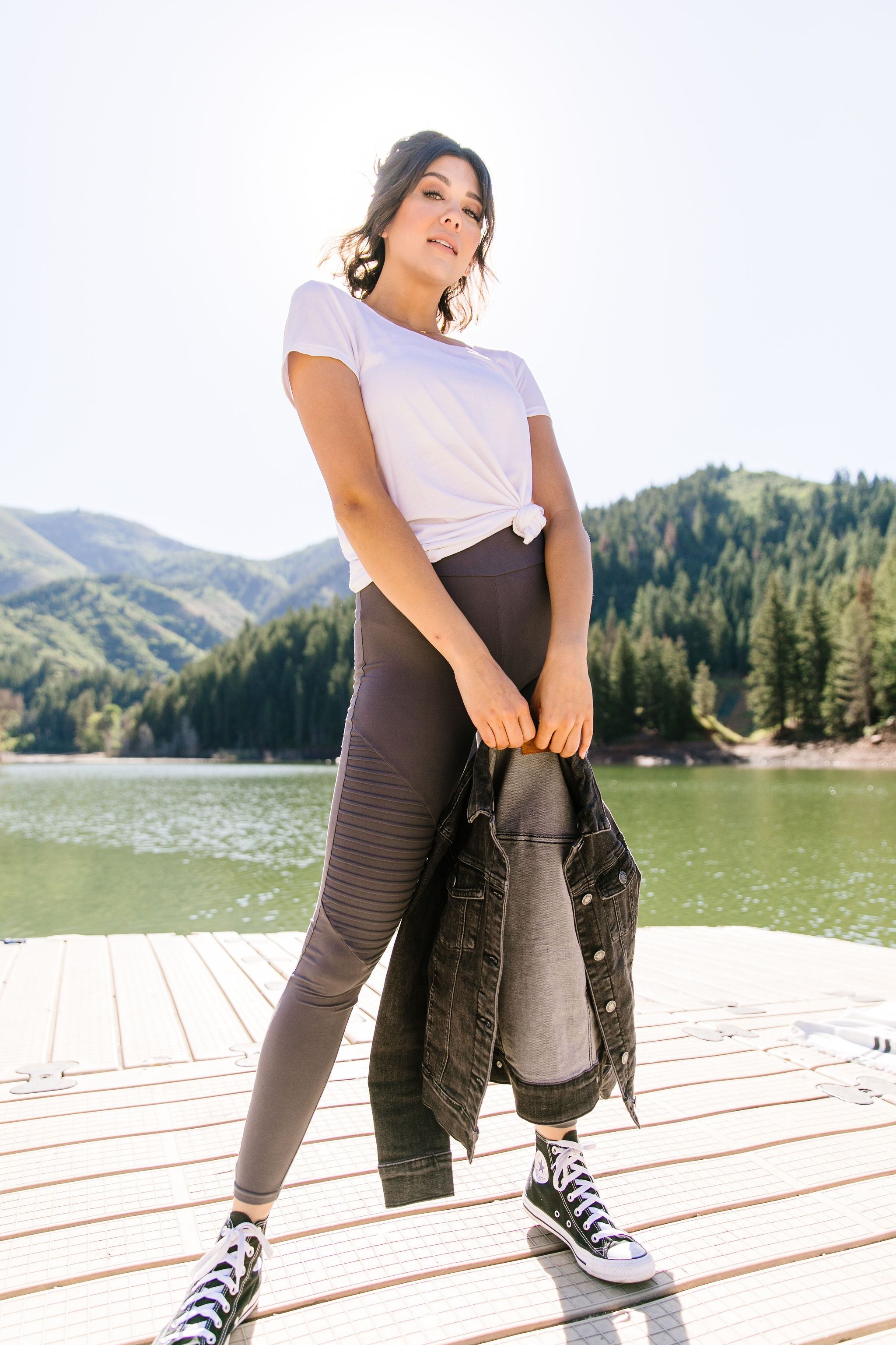 Soft As Butter Moto Athletic Leggings In Charcoal