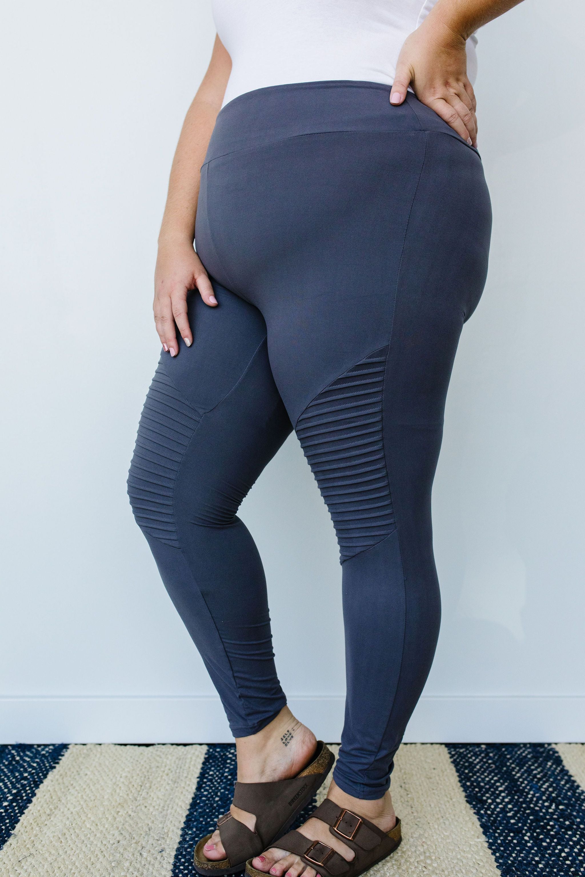 Soft As Butter Moto Athletic Leggings In Charcoal