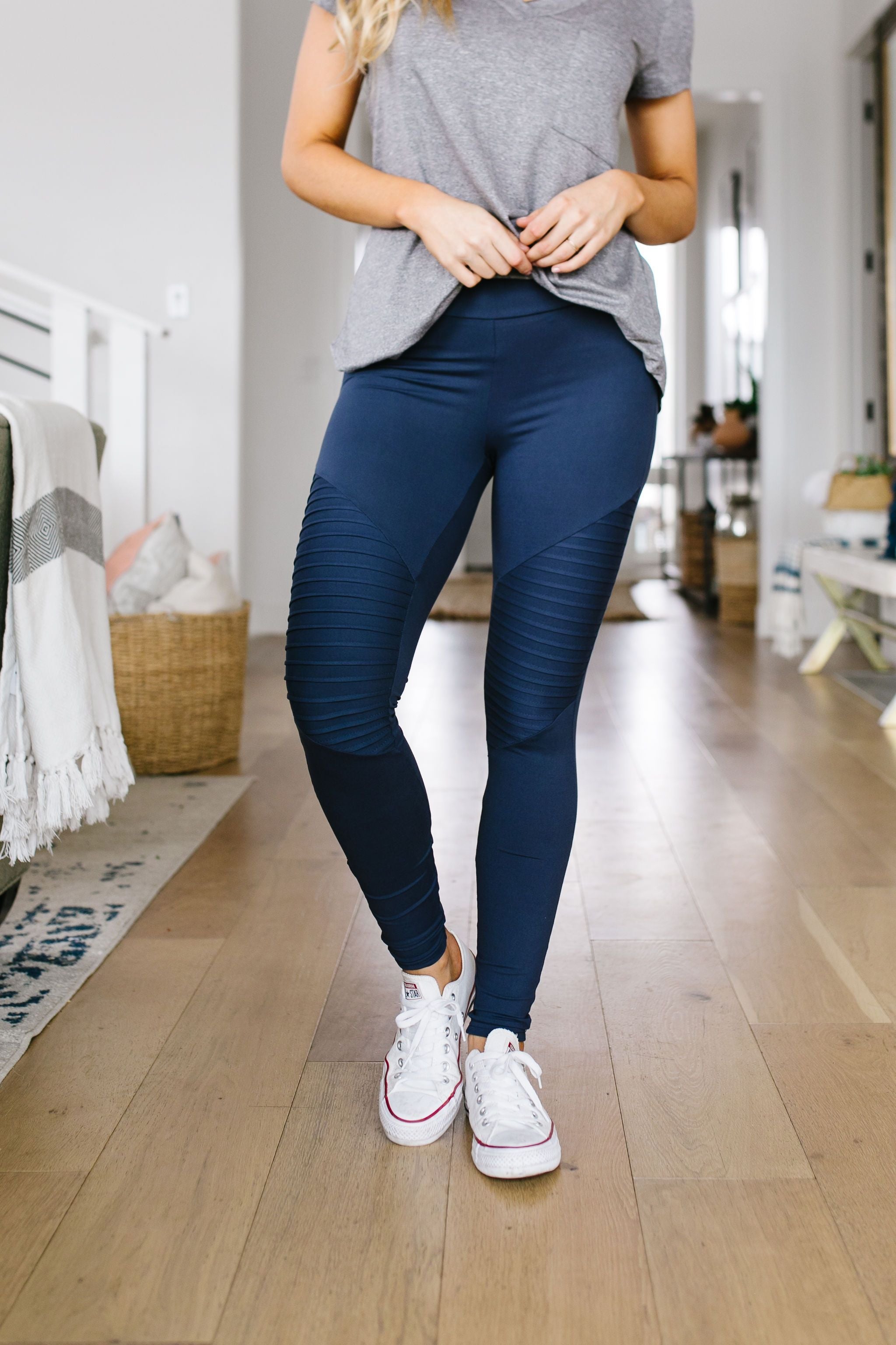 Soft As Butter Moto Leggings In Navy