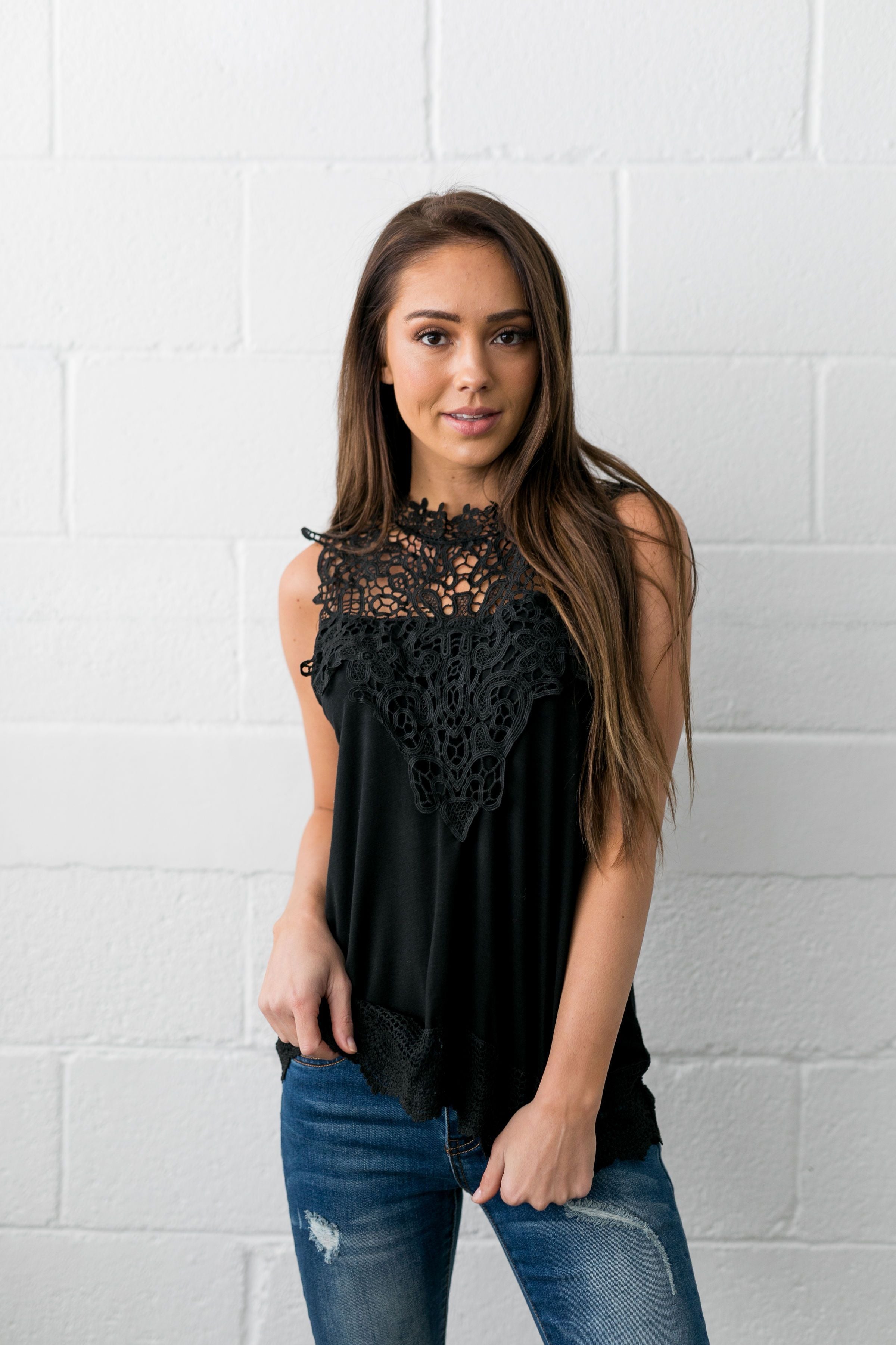 Sophisticated Lace Sleeveless Top - ALL SALES FINAL