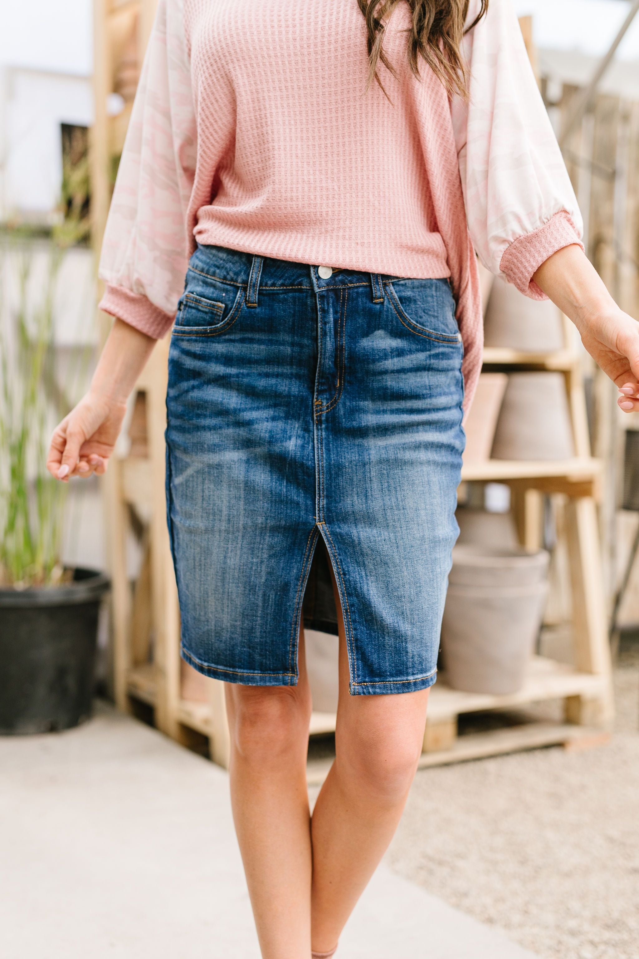 Split The Difference Denim Skirt