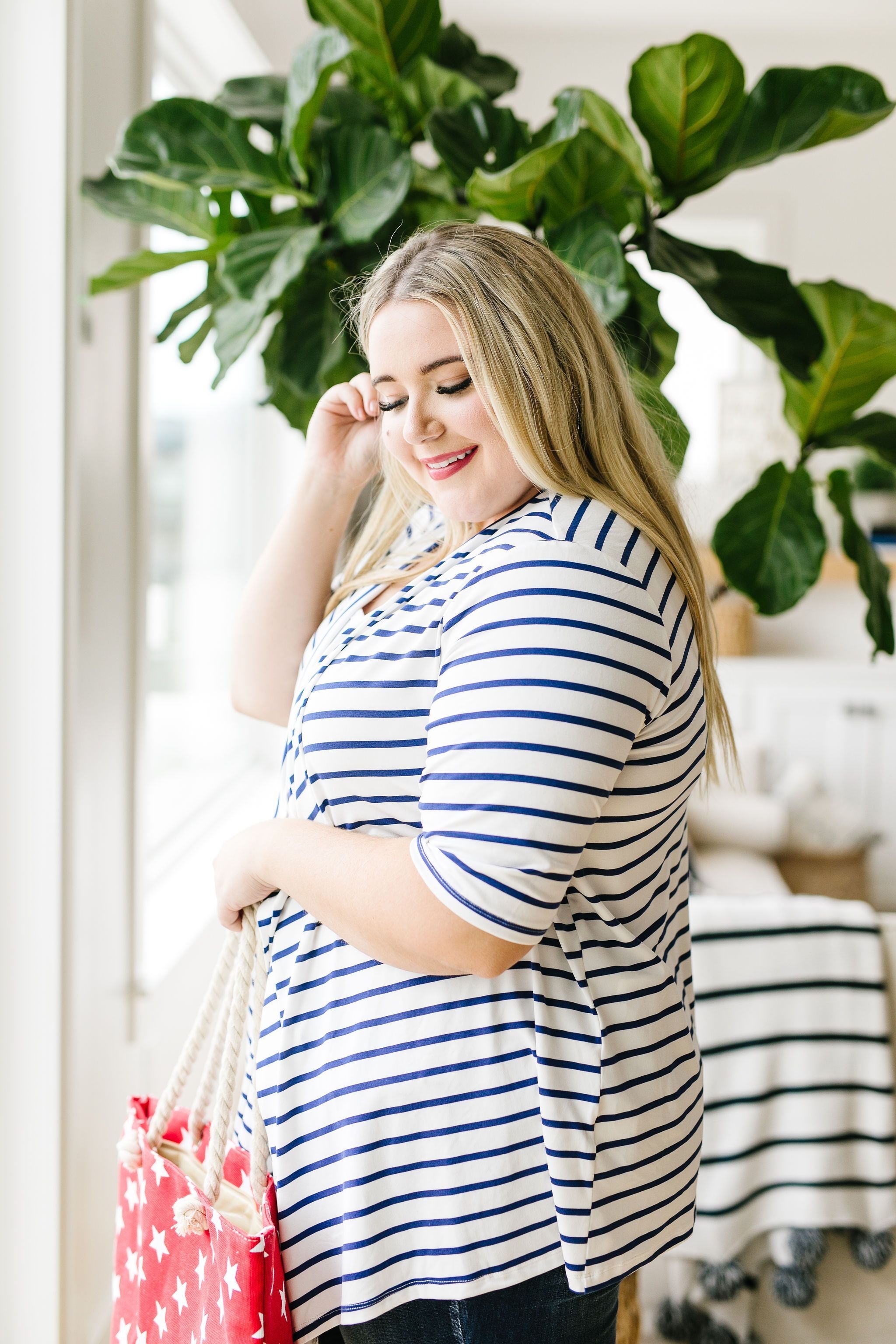 Sporty Striped Cardi In White