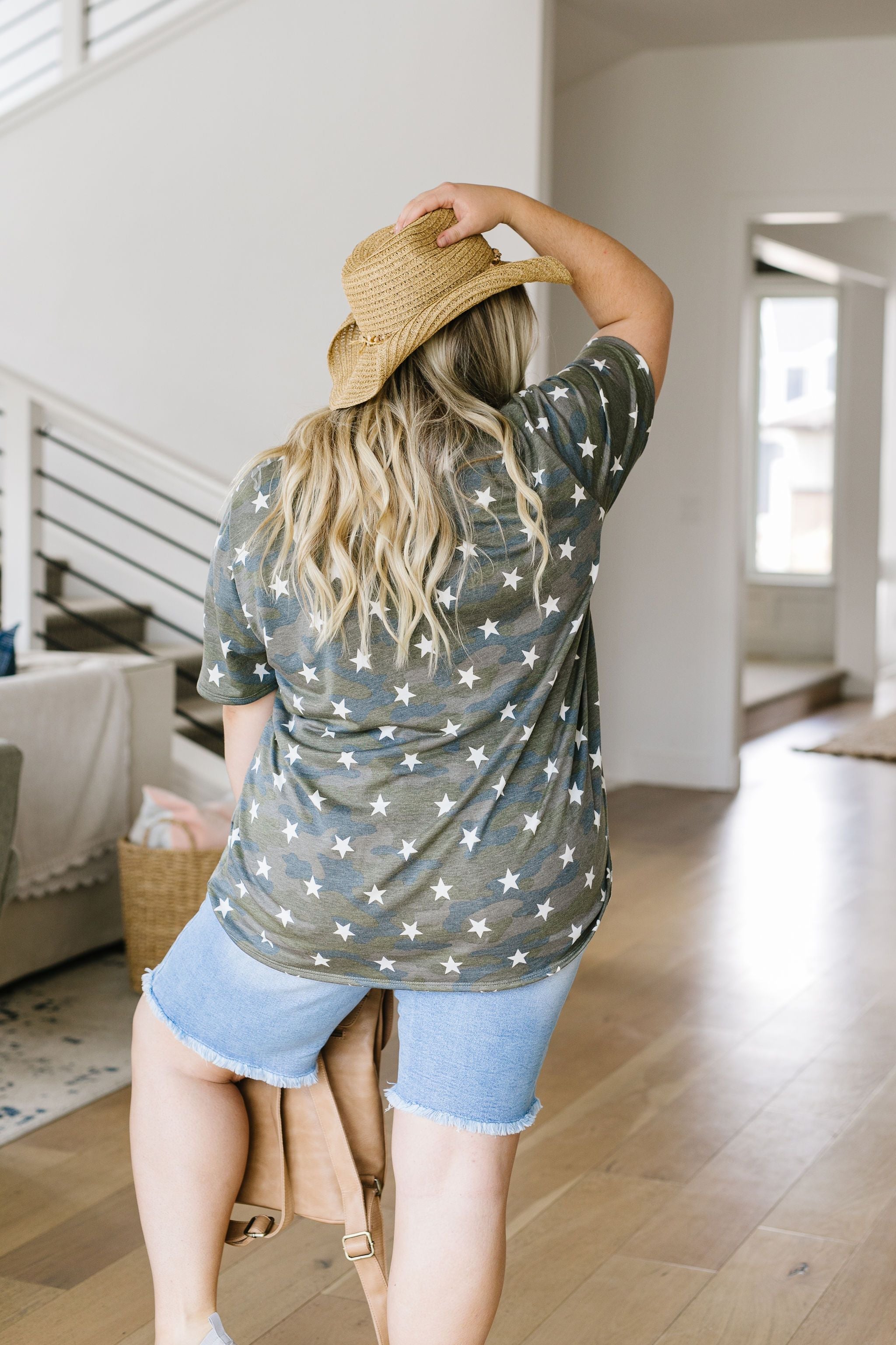 Star Studded Camo Top