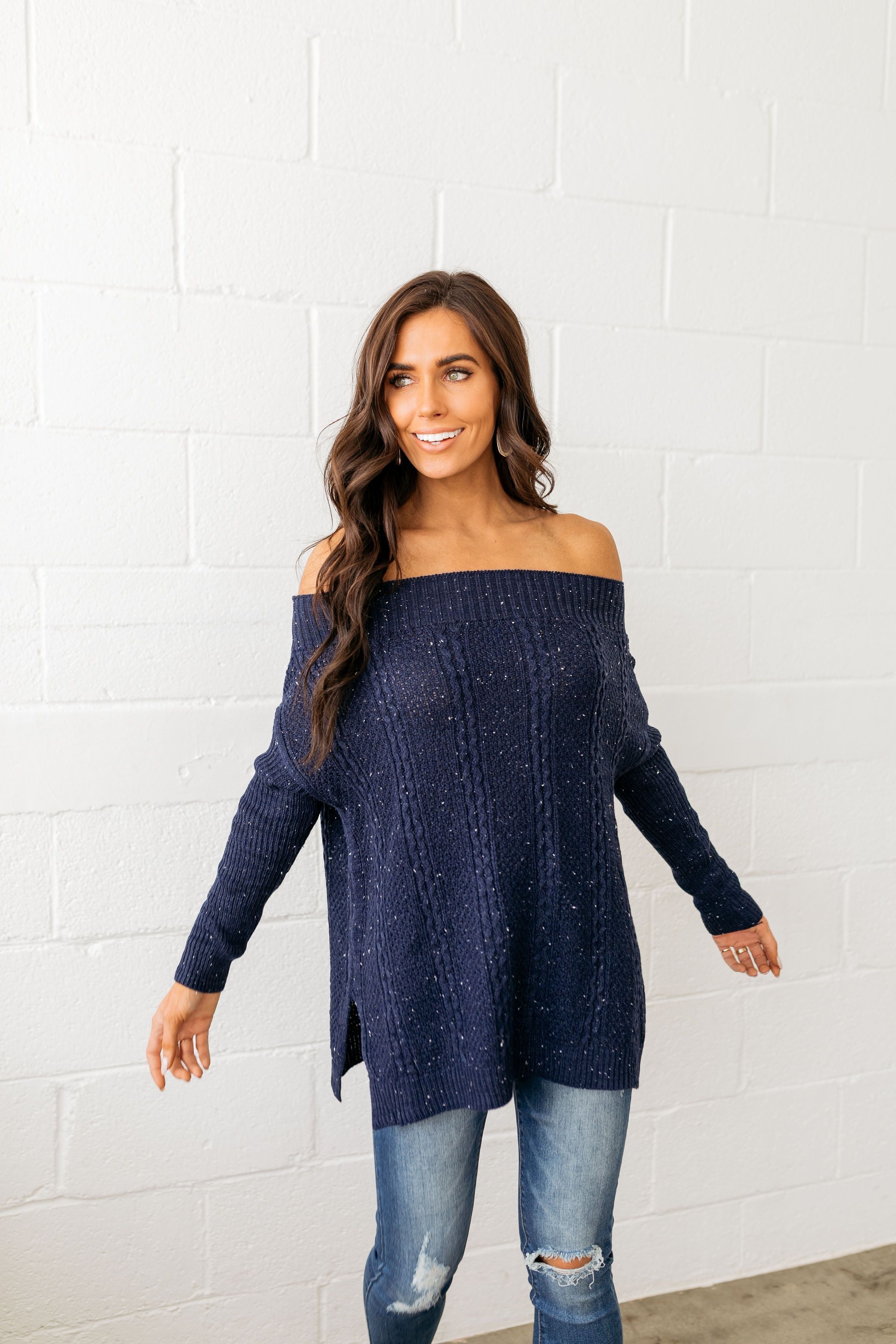 Starry Starry Night Off The Shoulder Sweater