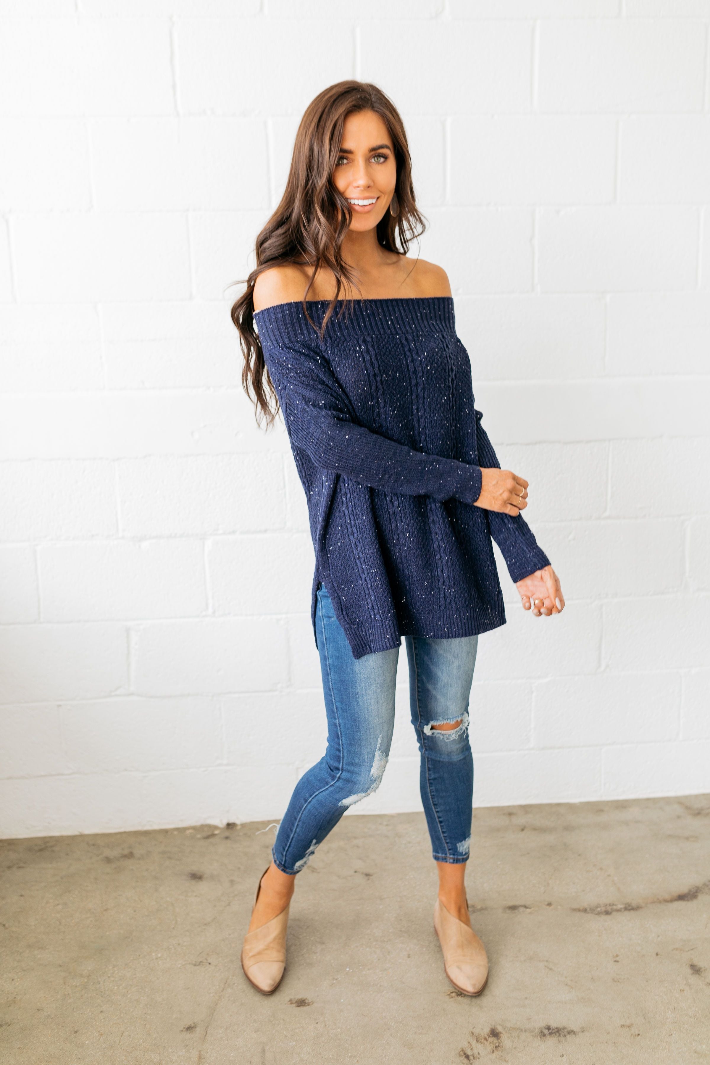 Starry Starry Night Off The Shoulder Sweater