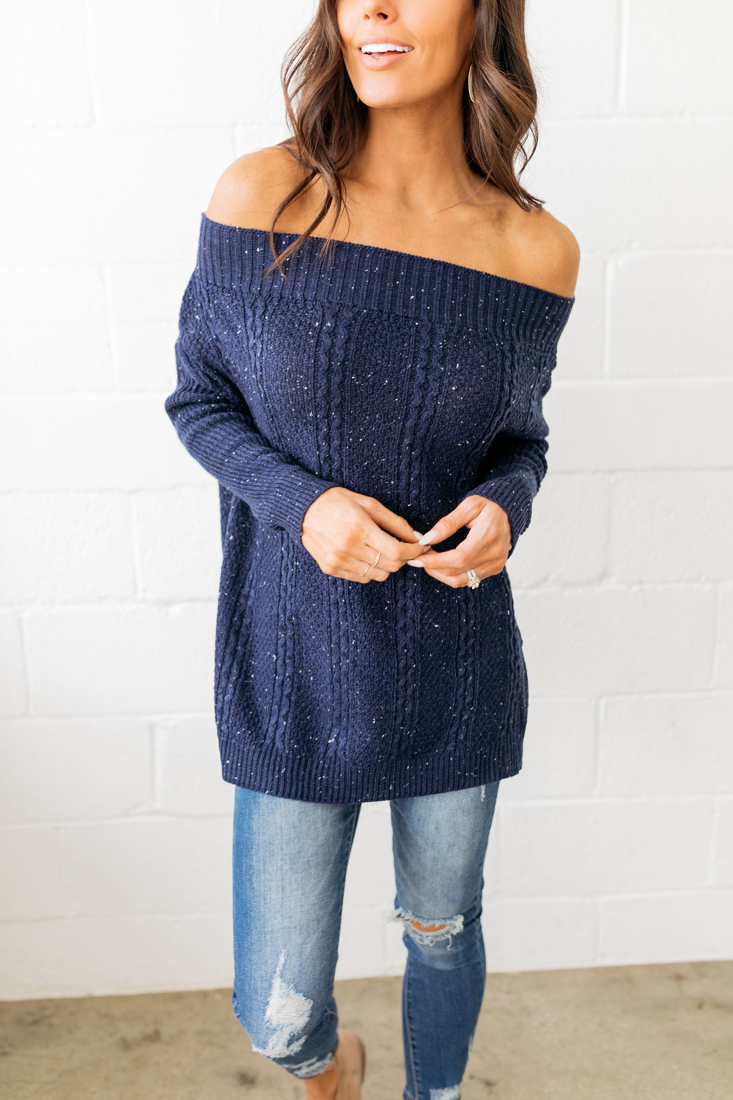 Starry Starry Night Off The Shoulder Sweater