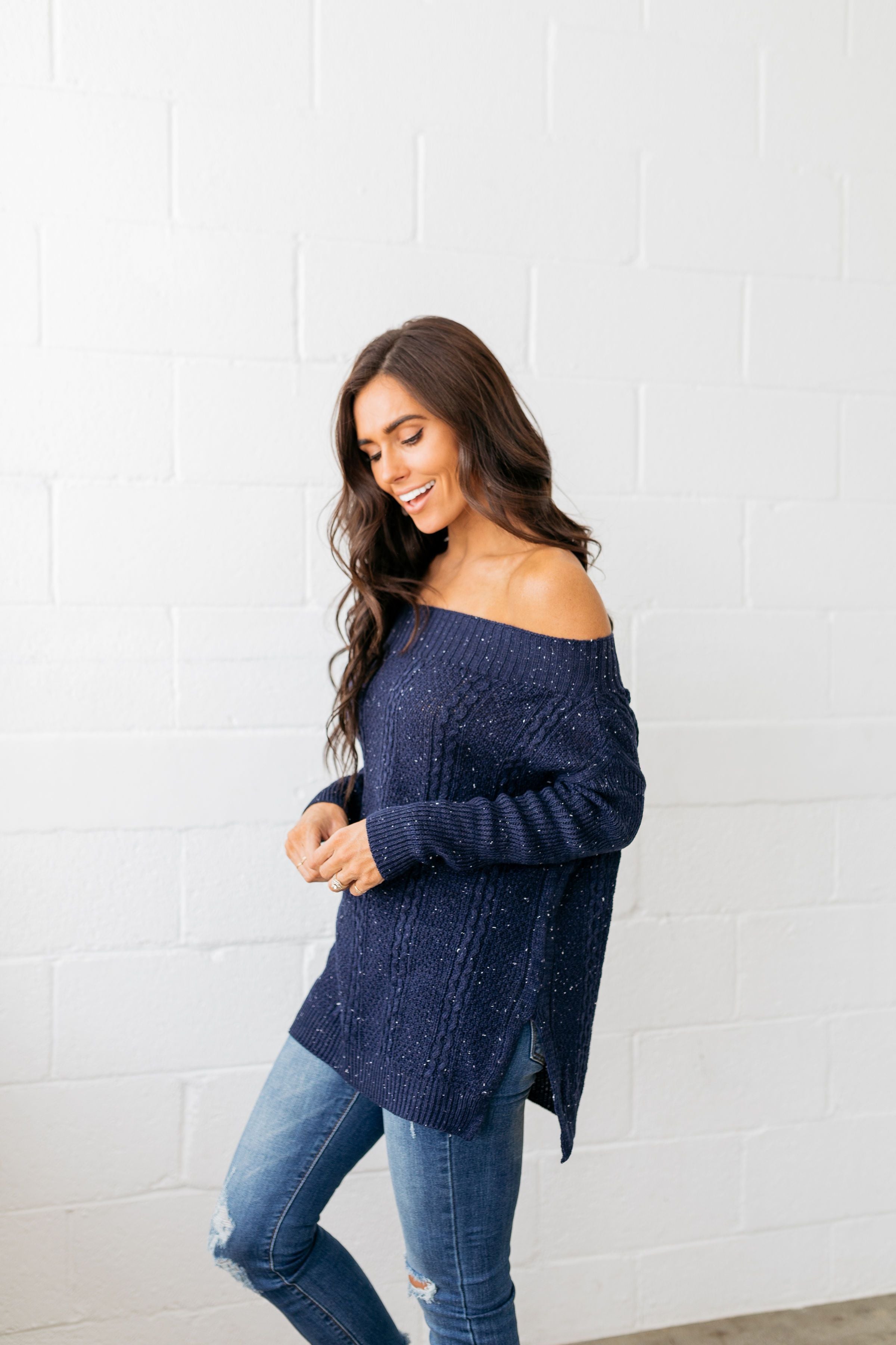 Starry Starry Night Off The Shoulder Sweater