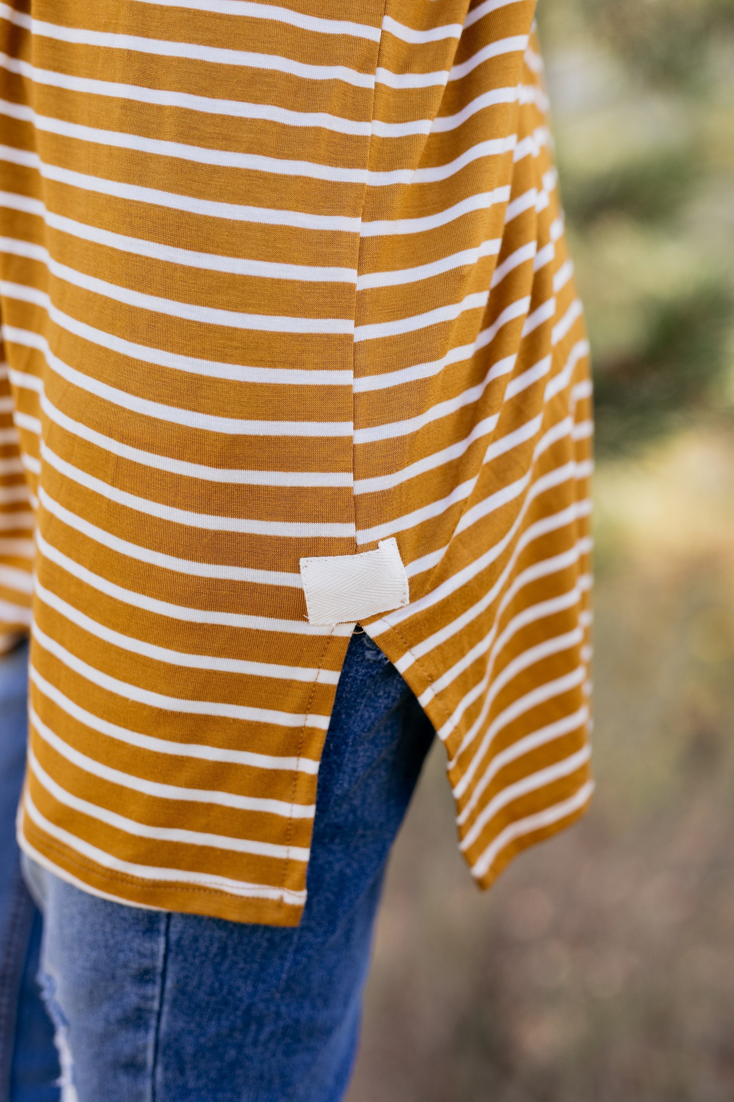 Steady She Goes Striped Top In Mustard