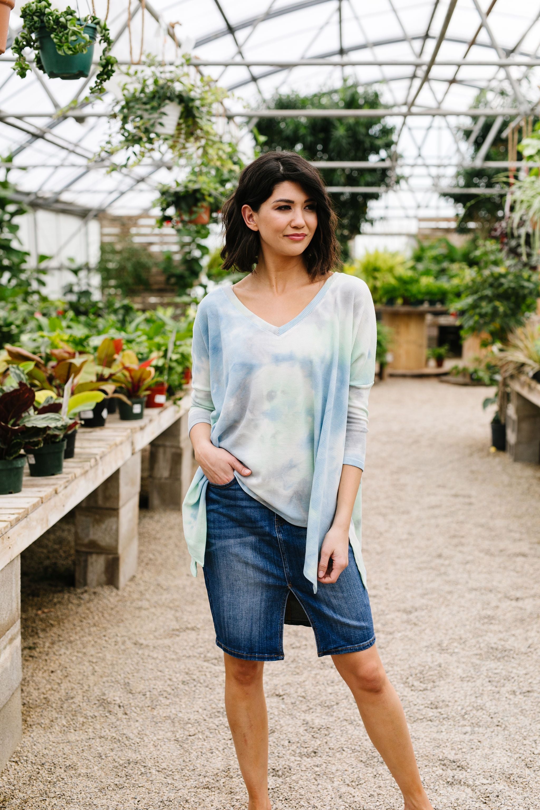 Stormy Day Ribbed Tie Dye Top