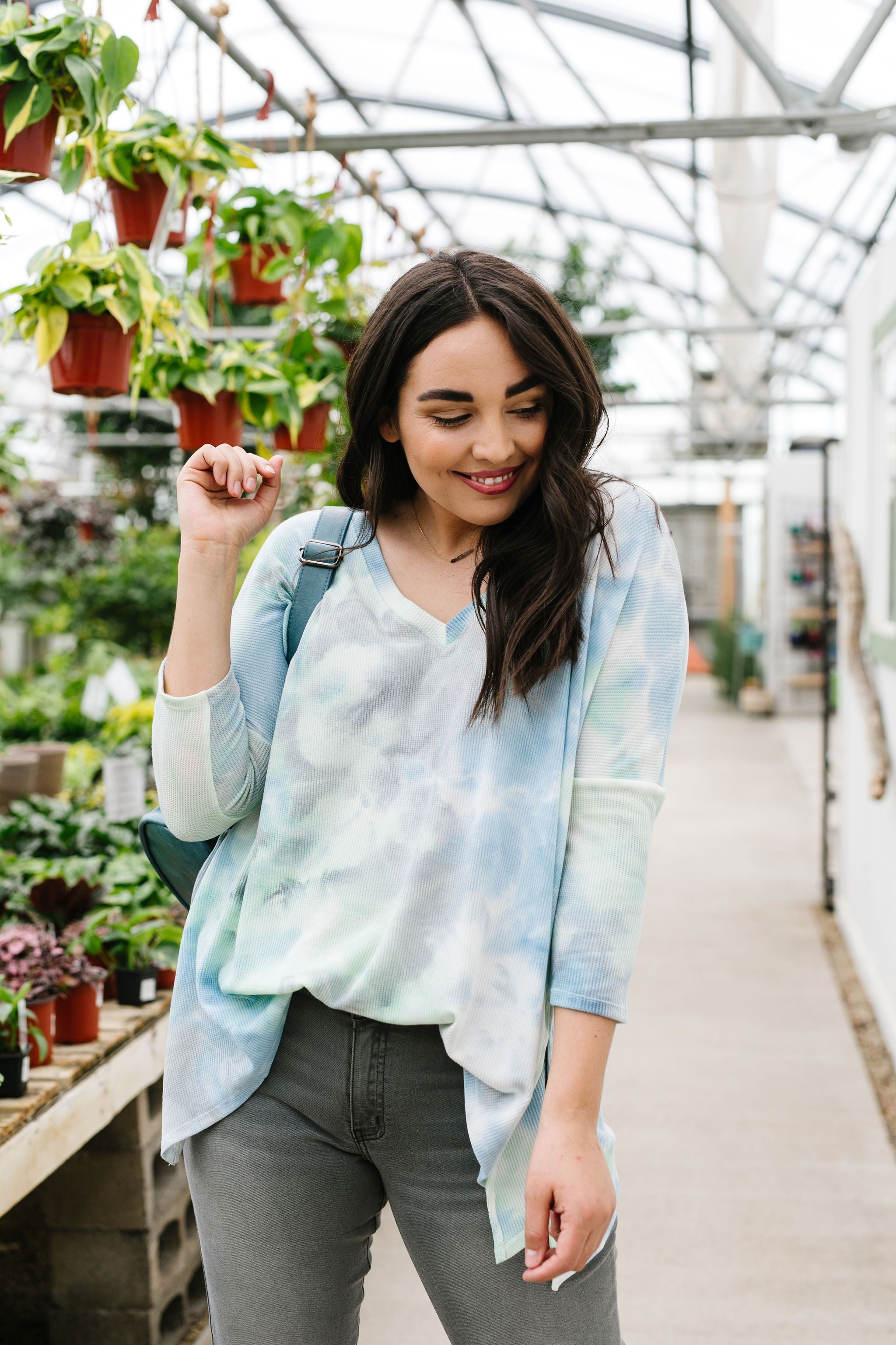 Stormy Day Ribbed Tie Dye Top