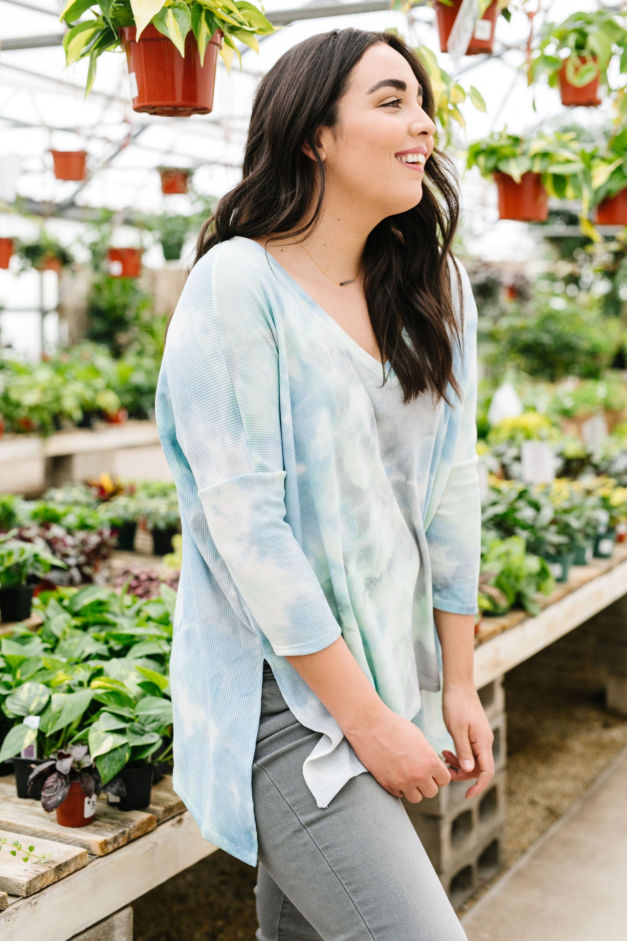 Stormy Day Ribbed Tie Dye Top