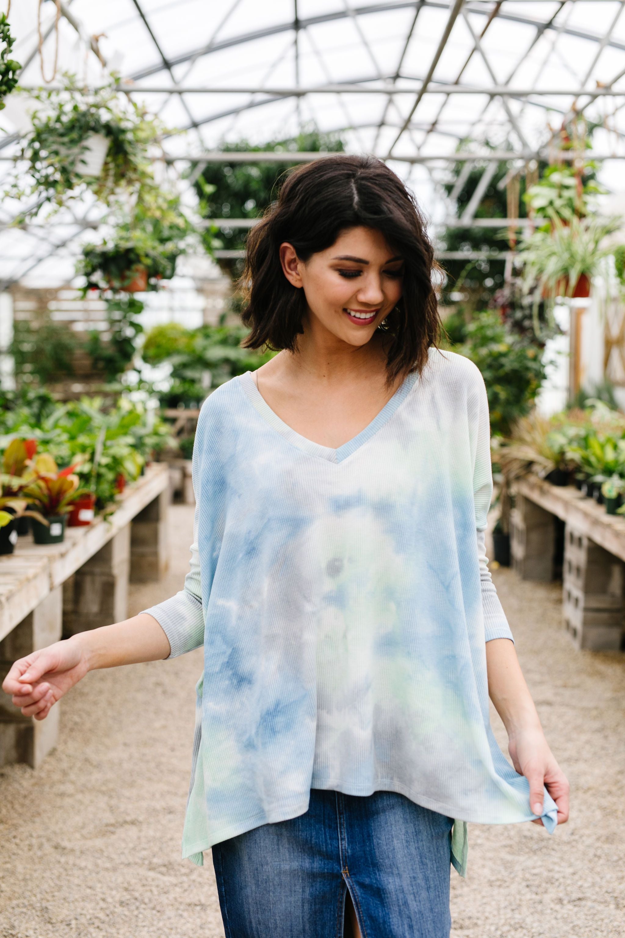 Stormy Day Ribbed Tie Dye Top