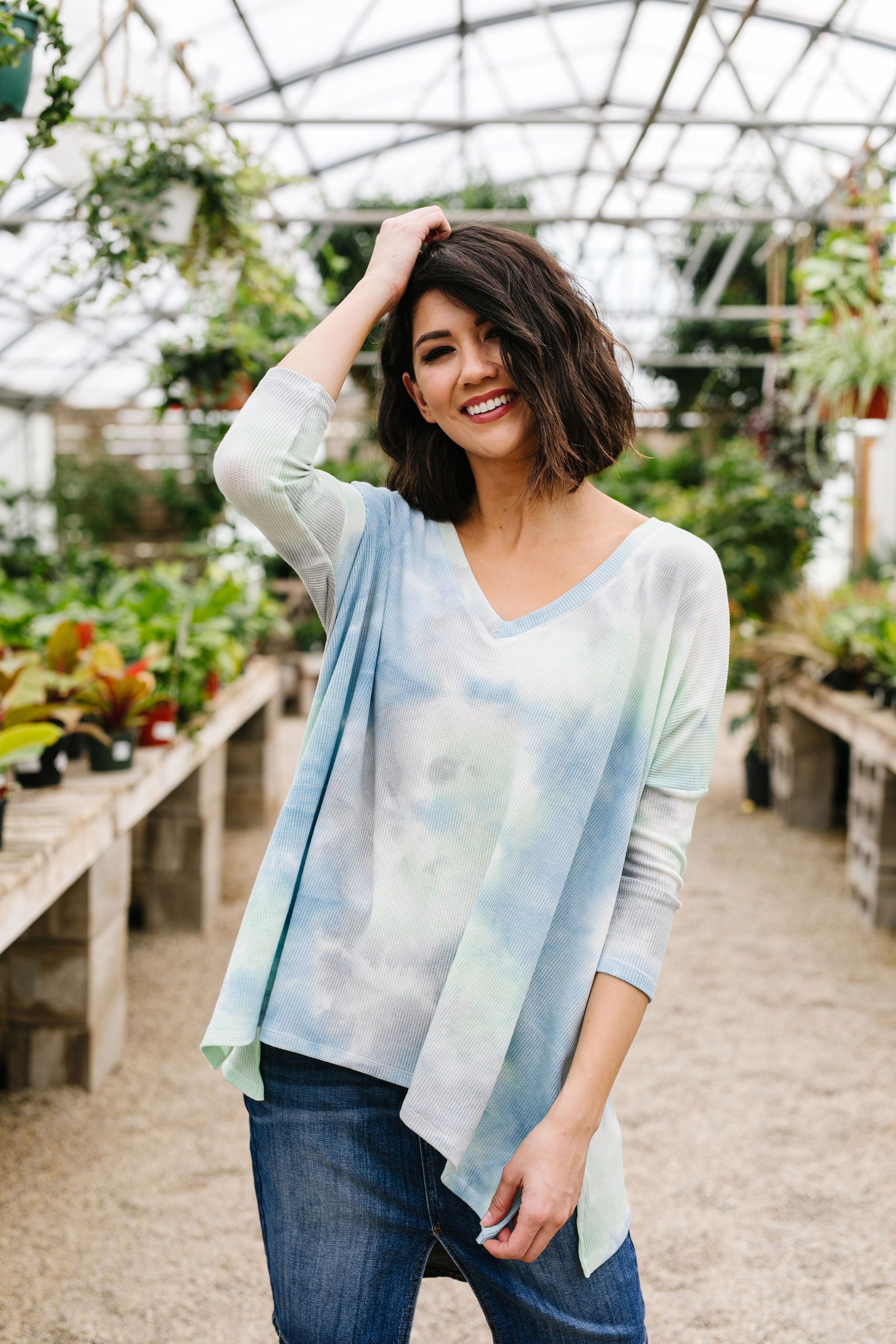 Stormy Day Ribbed Tie Dye Top