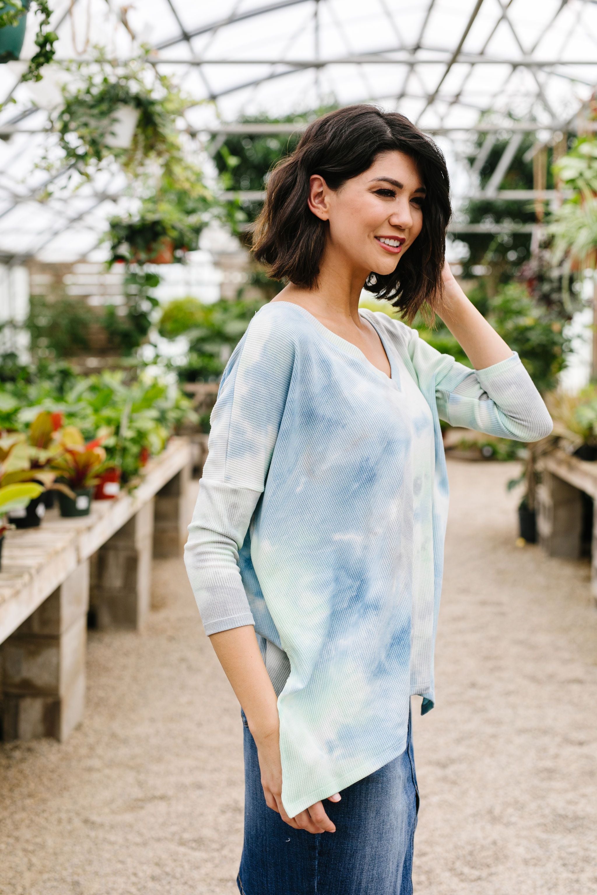 Stormy Day Ribbed Tie Dye Top