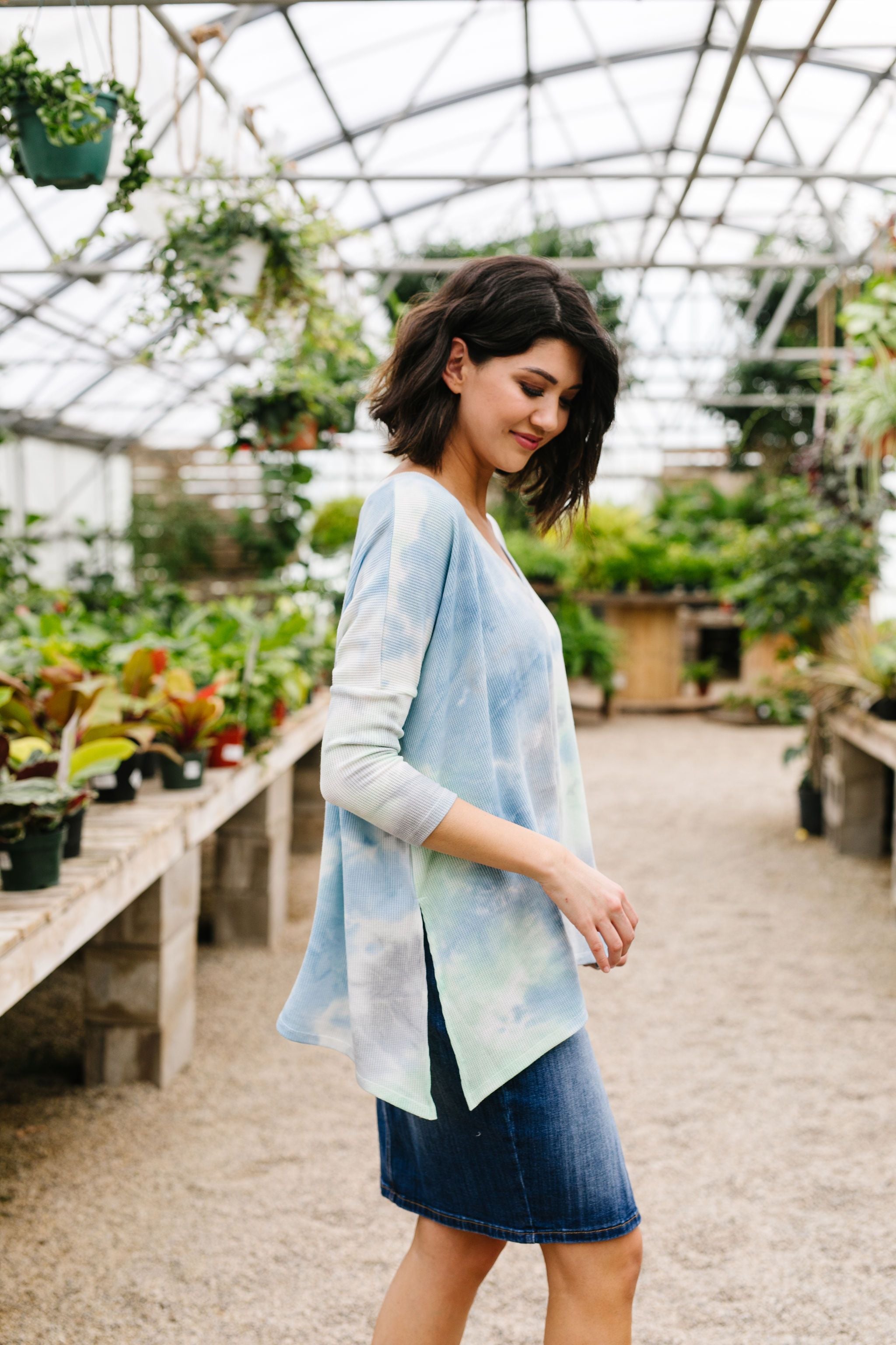 Stormy Day Ribbed Tie Dye Top