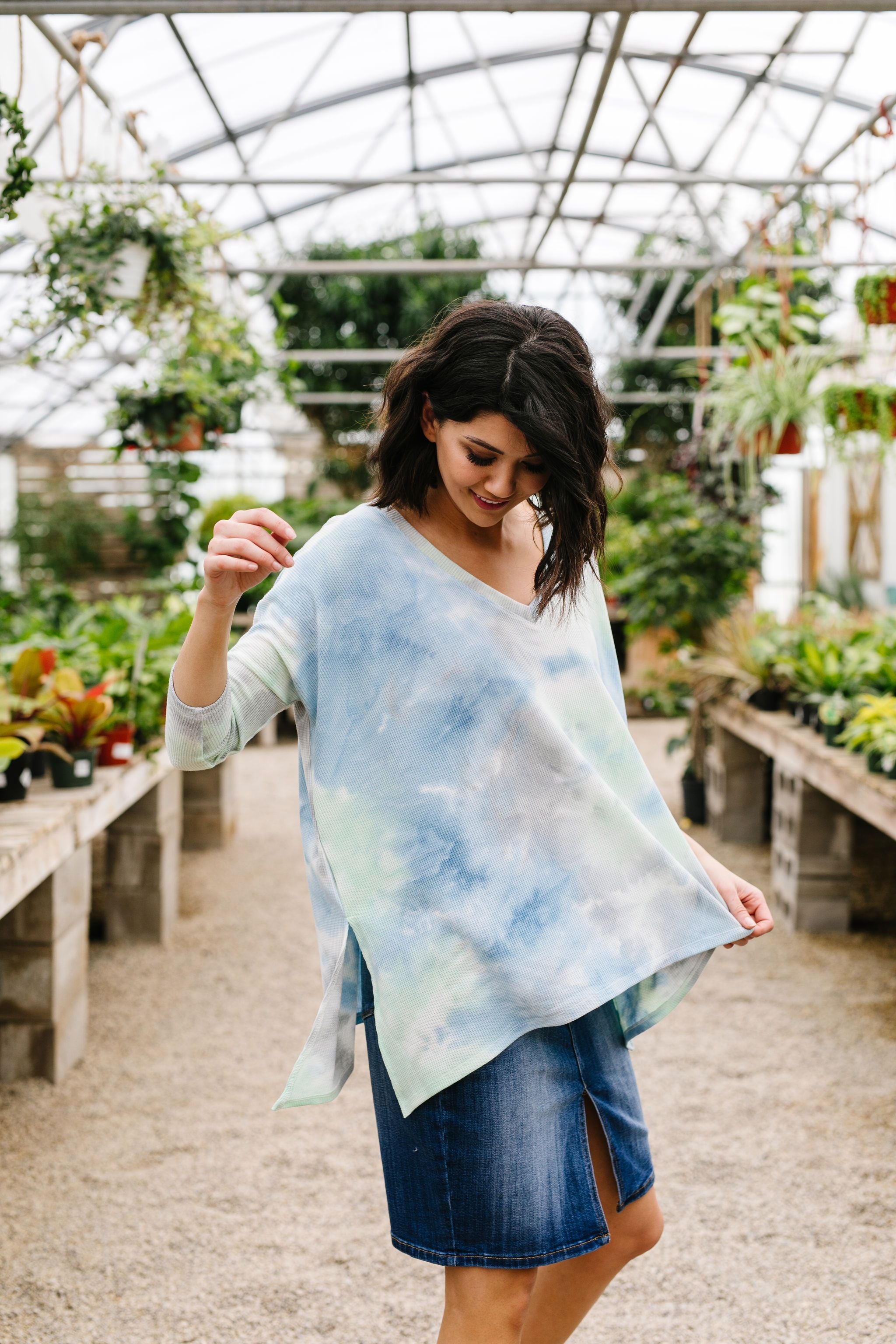 Stormy Day Ribbed Tie Dye Top