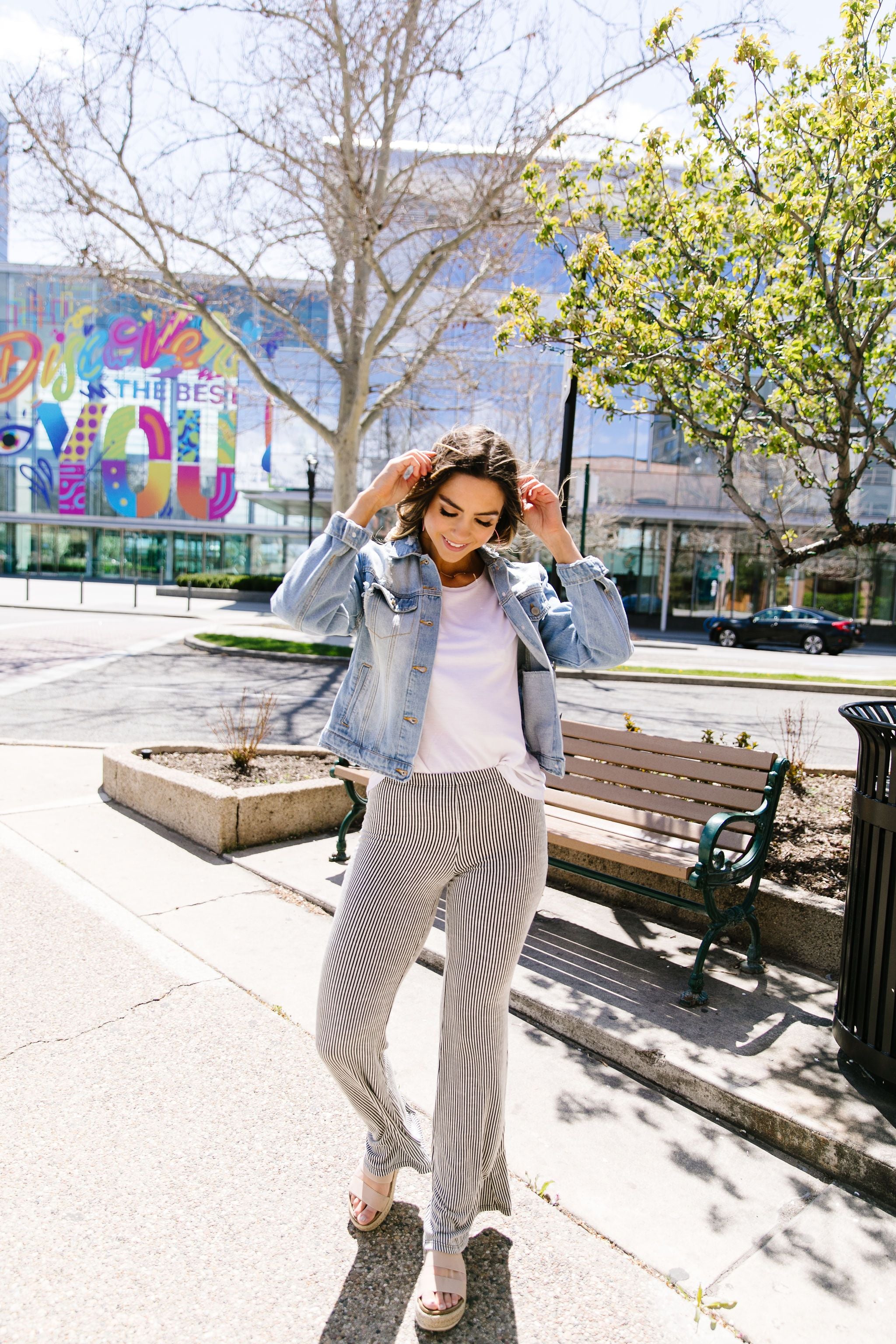 Striped Knit Bell Bottoms