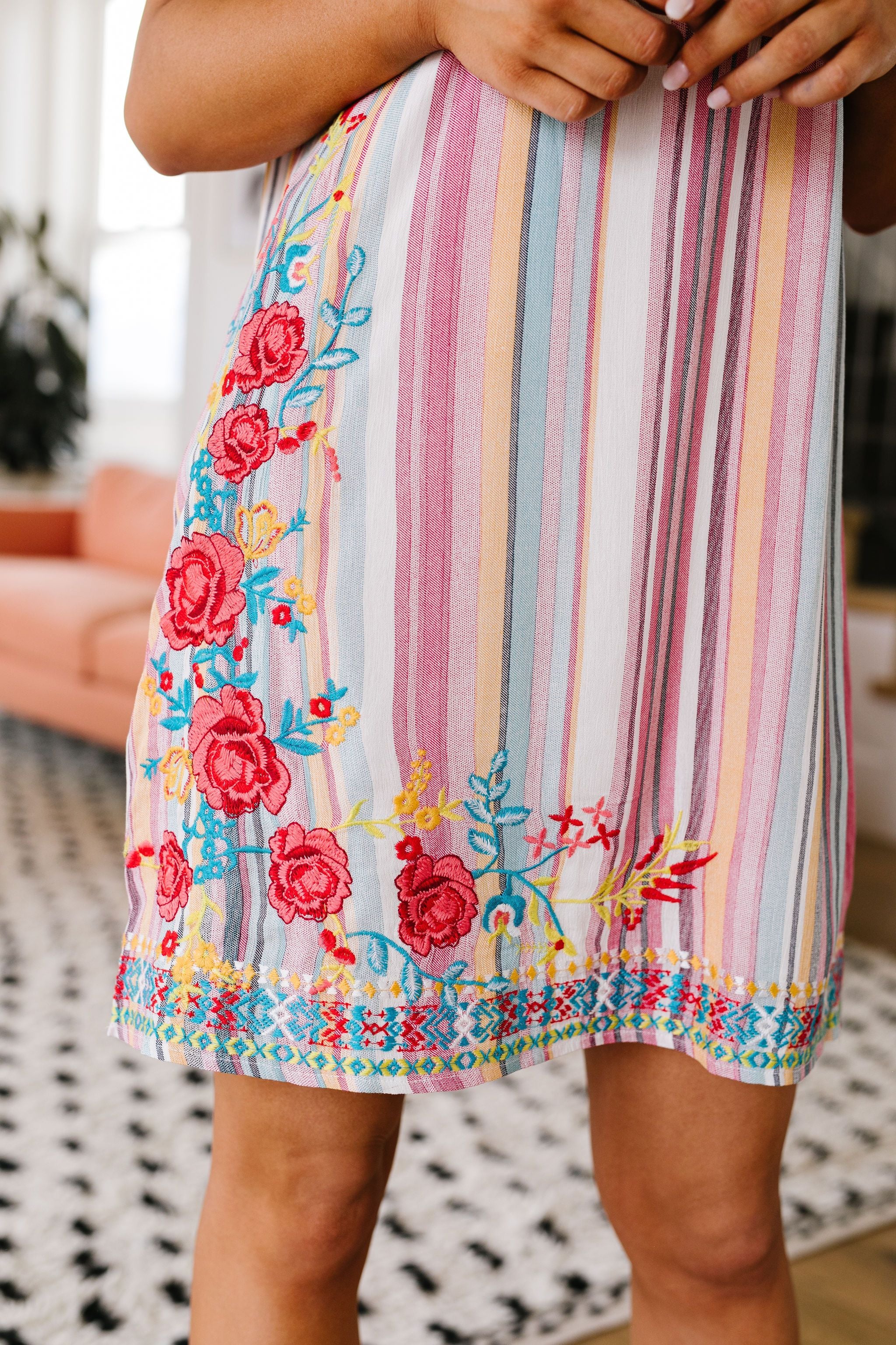 Stripes & Blooms Abound Dress