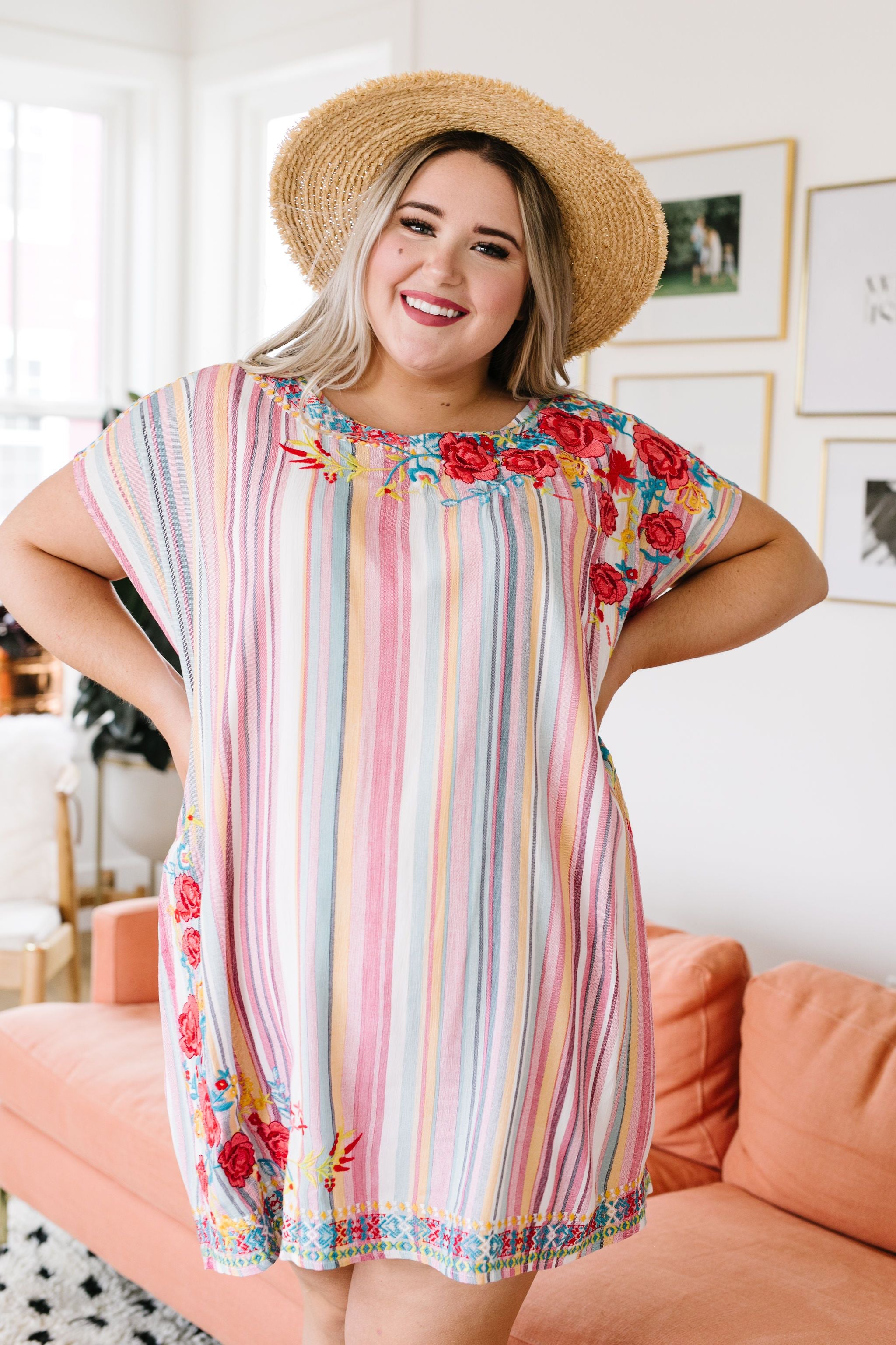 Stripes & Blooms Abound Dress