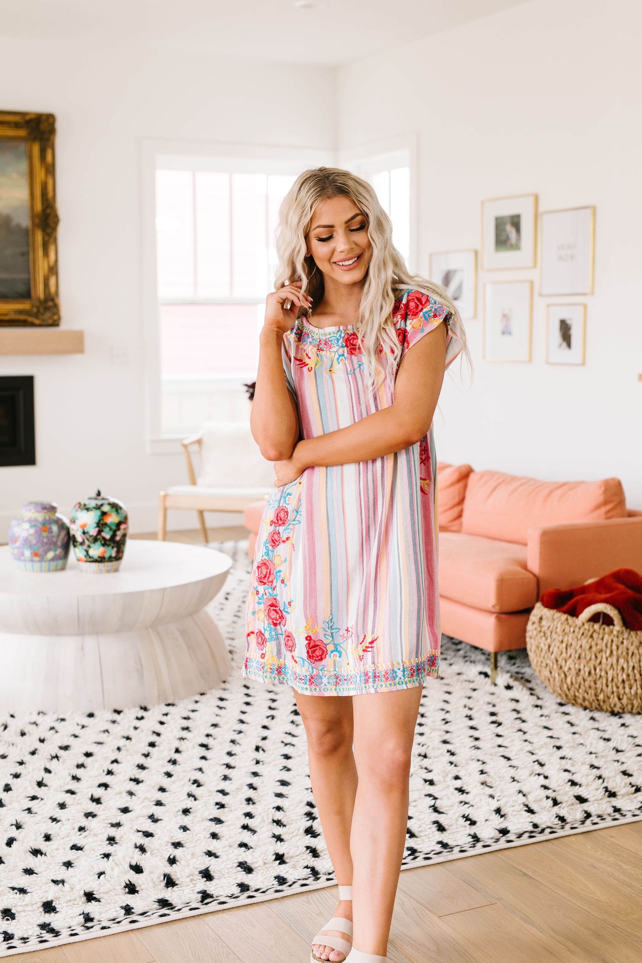 Stripes & Blooms Abound Dress