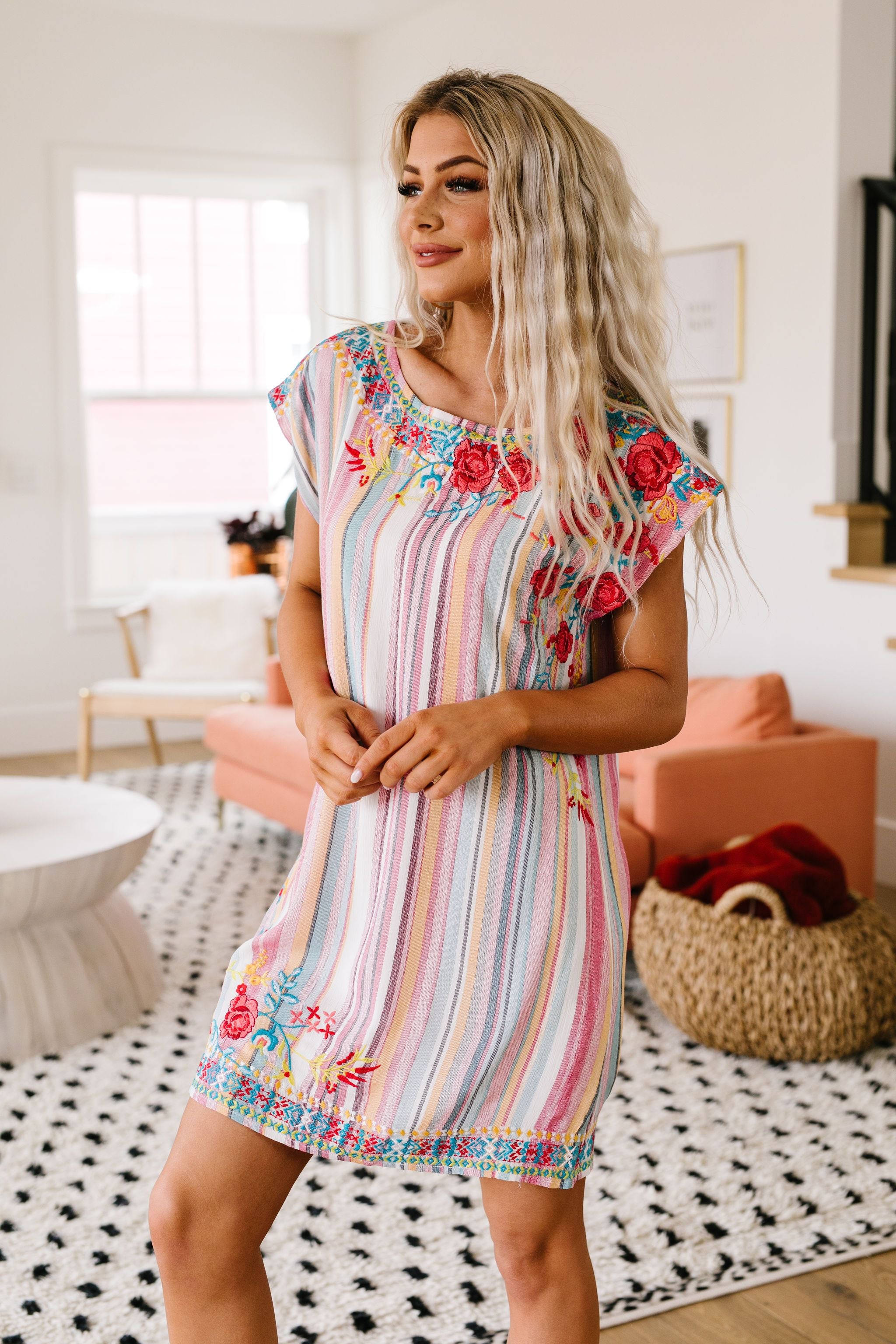 Stripes & Blooms Abound Dress