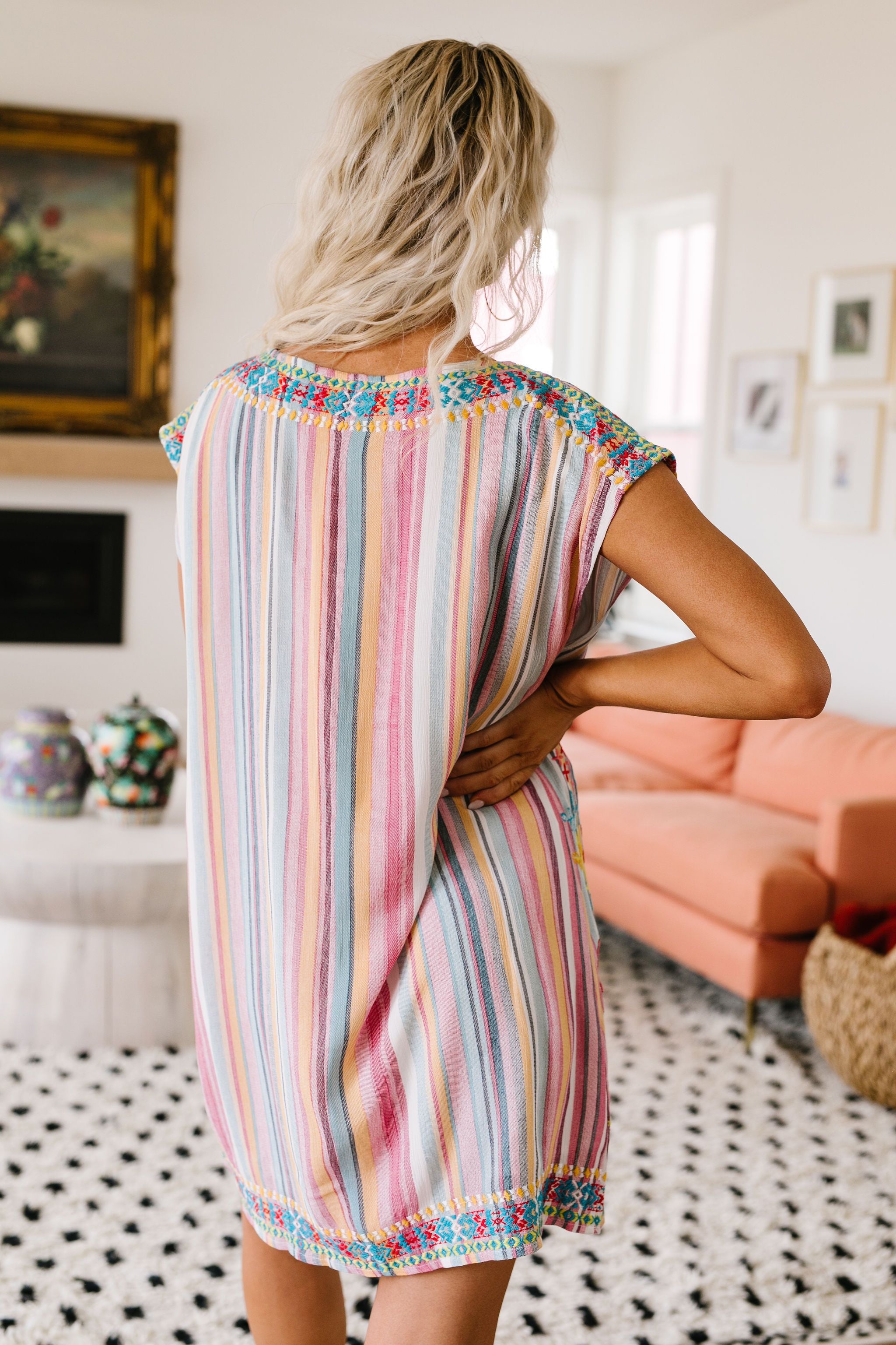 Stripes & Blooms Abound Dress