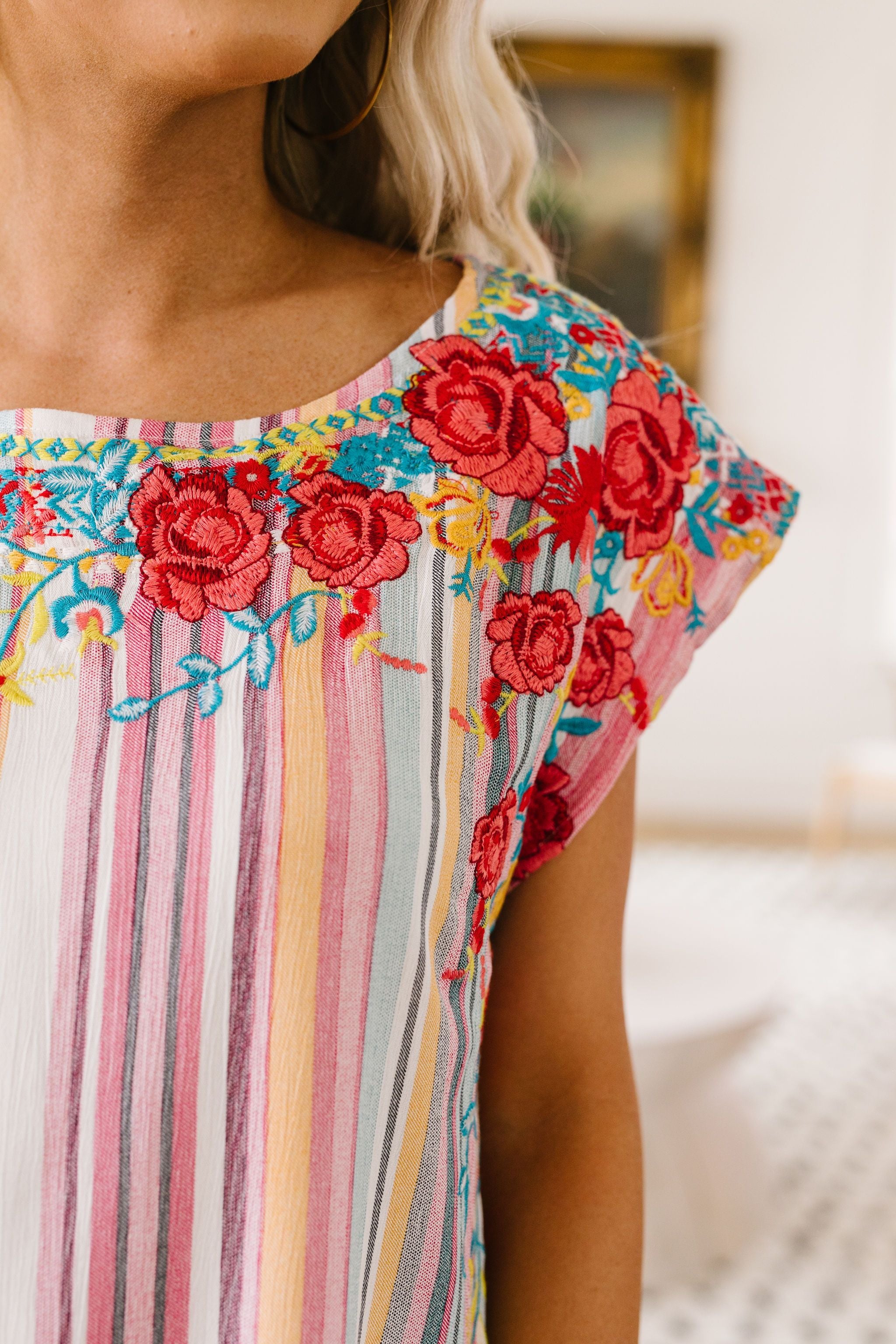 Stripes & Blooms Abound Dress