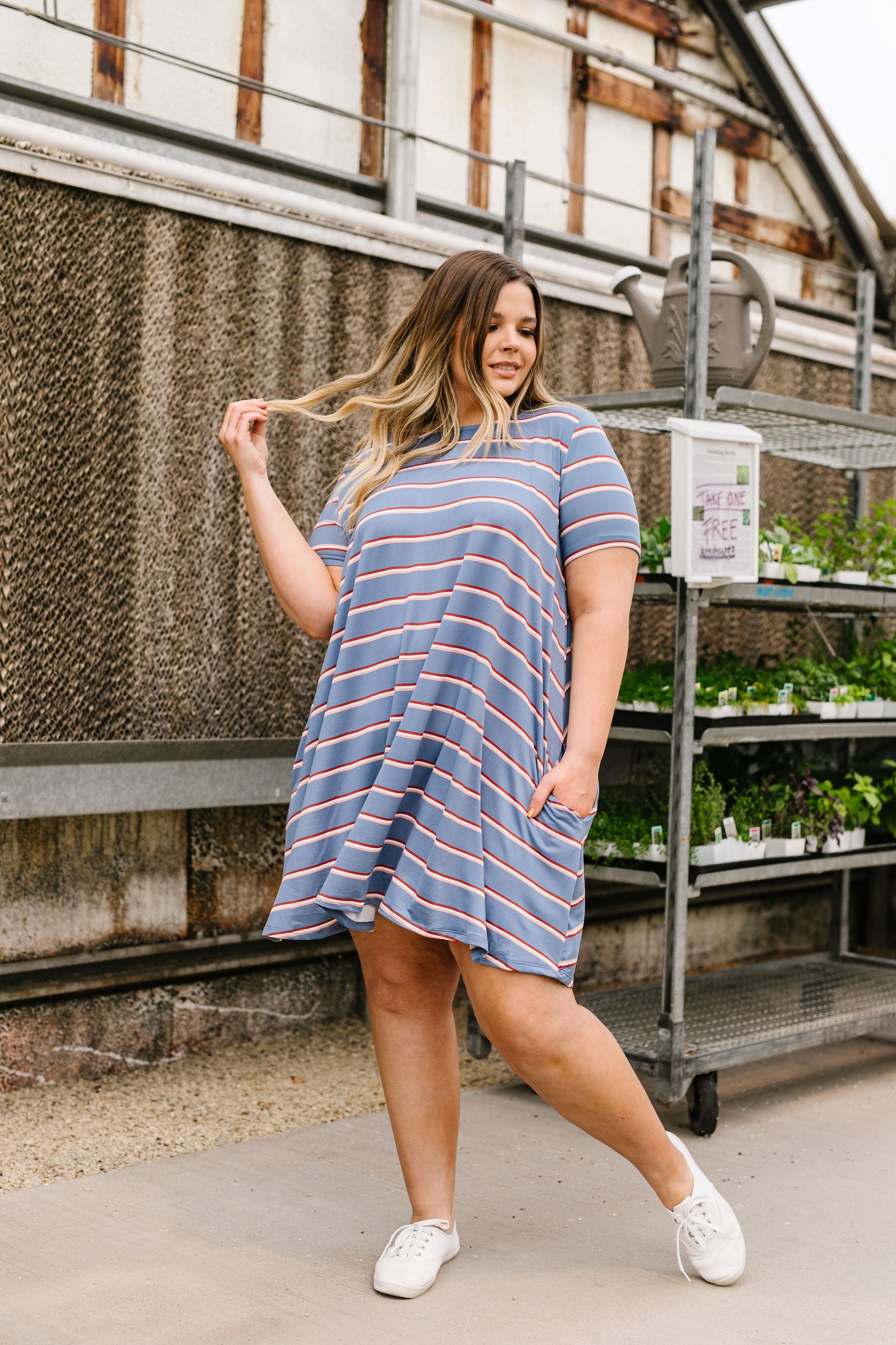 Stripes T-Shirt Dress In Blue