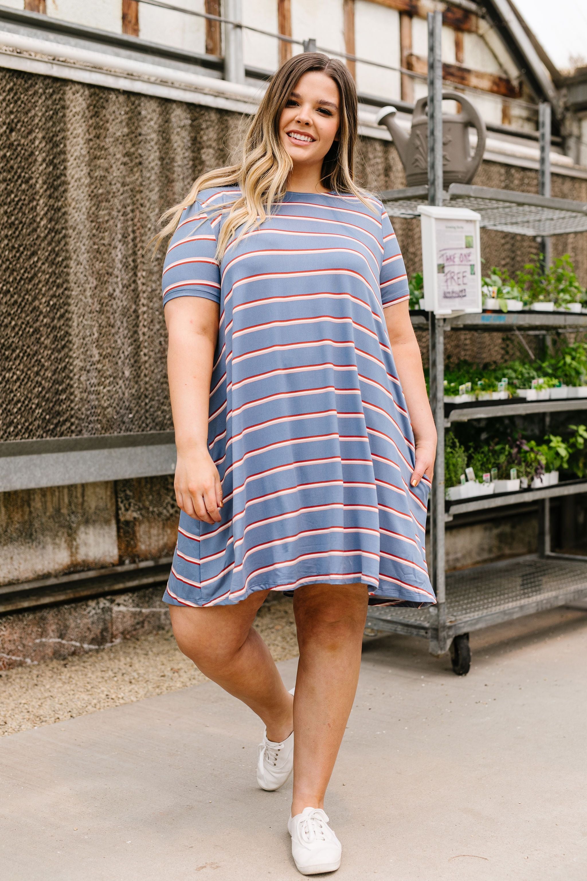 Stripes T-Shirt Dress In Blue